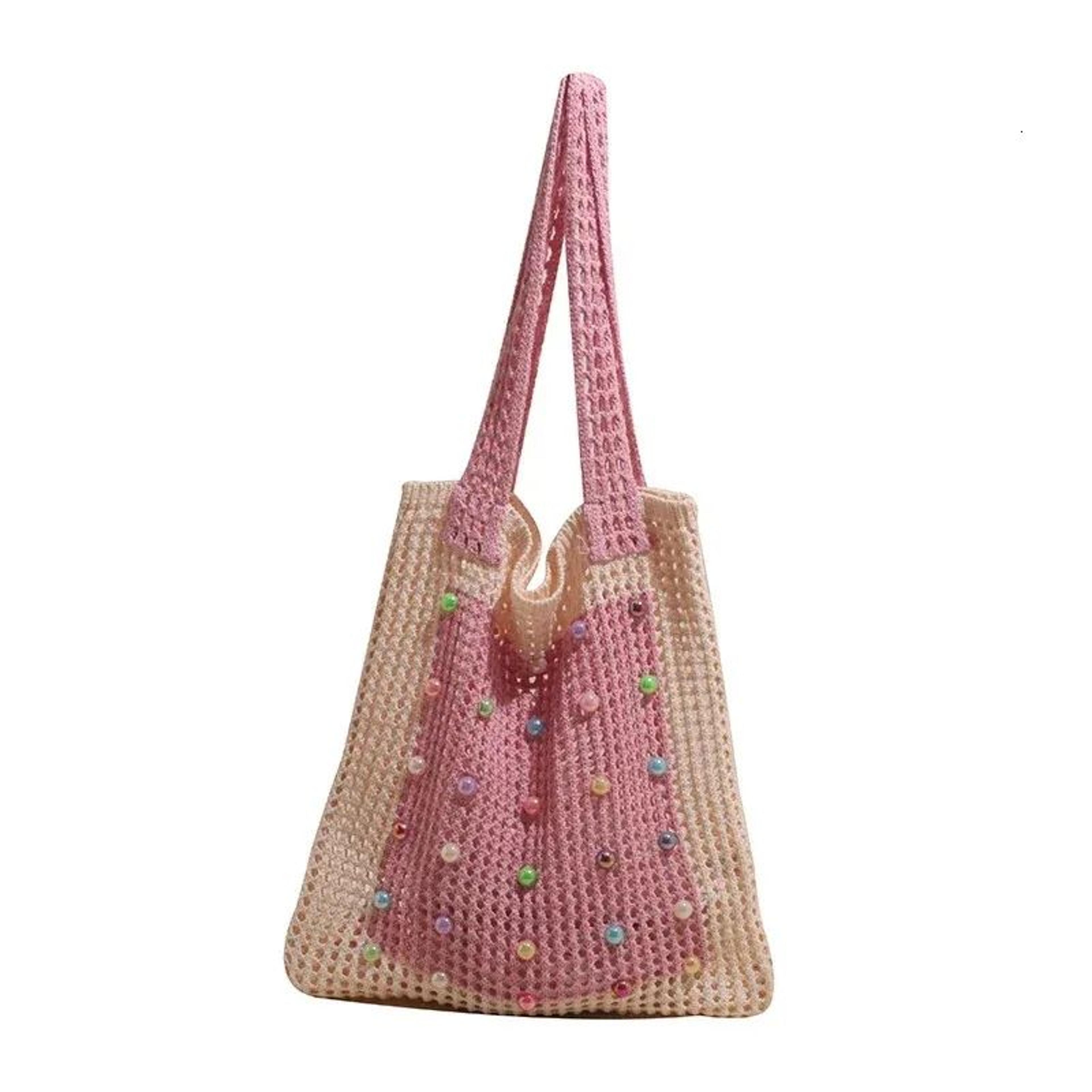 womens large capacity contrast color hollow-out shoulder bag