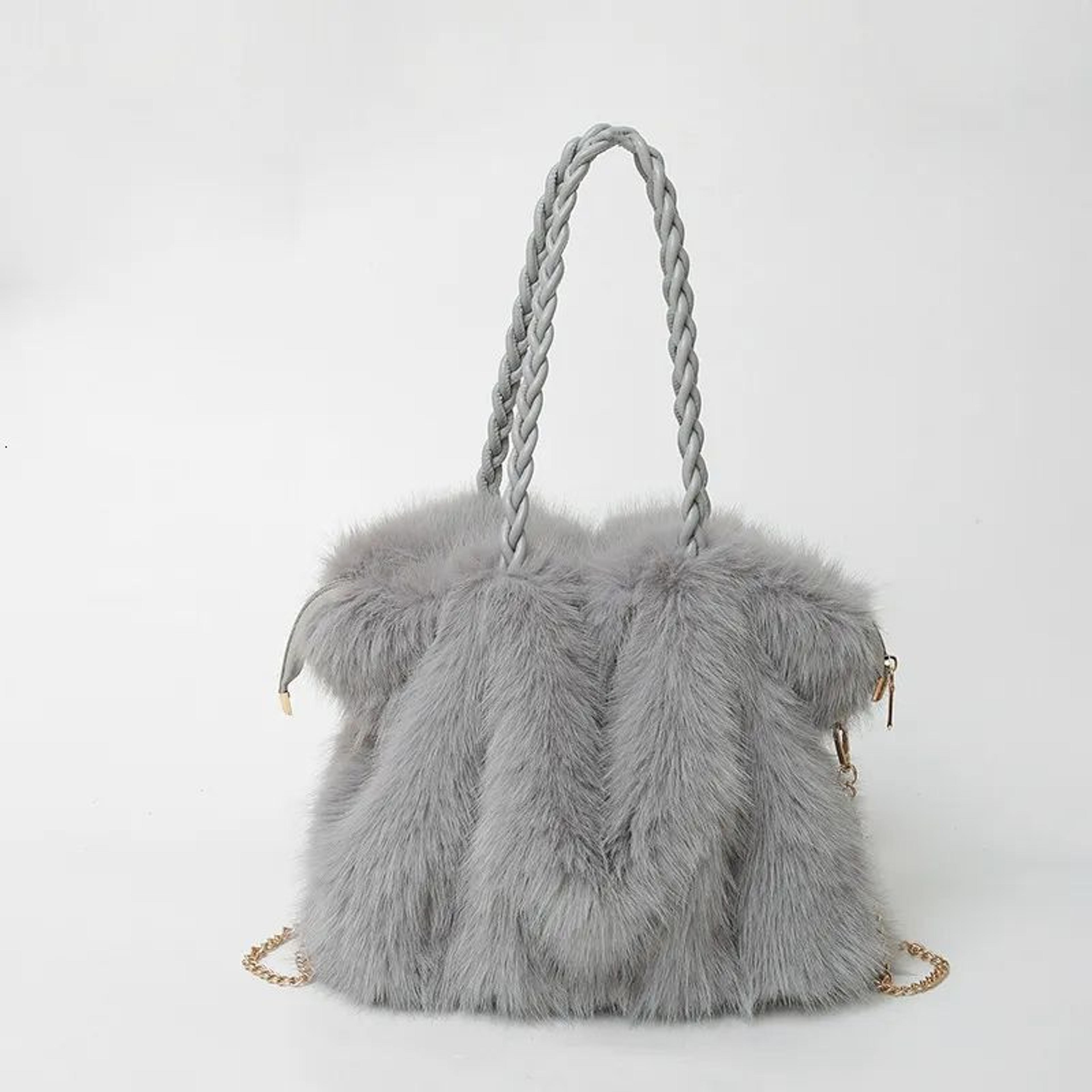 Plush Crossbody Bag For Women With Lace Details 4