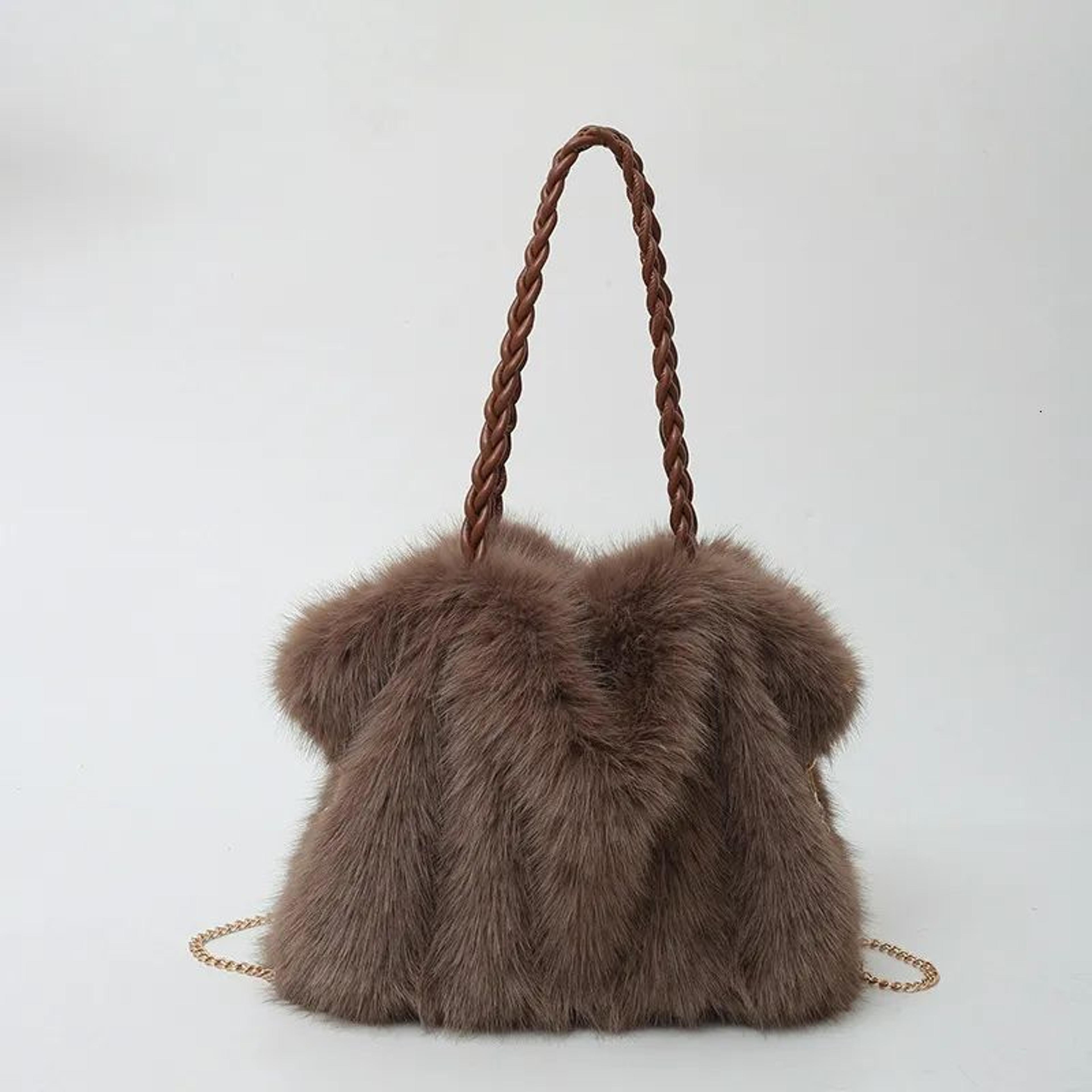Plush Crossbody Bag For Women With Lace Details 1