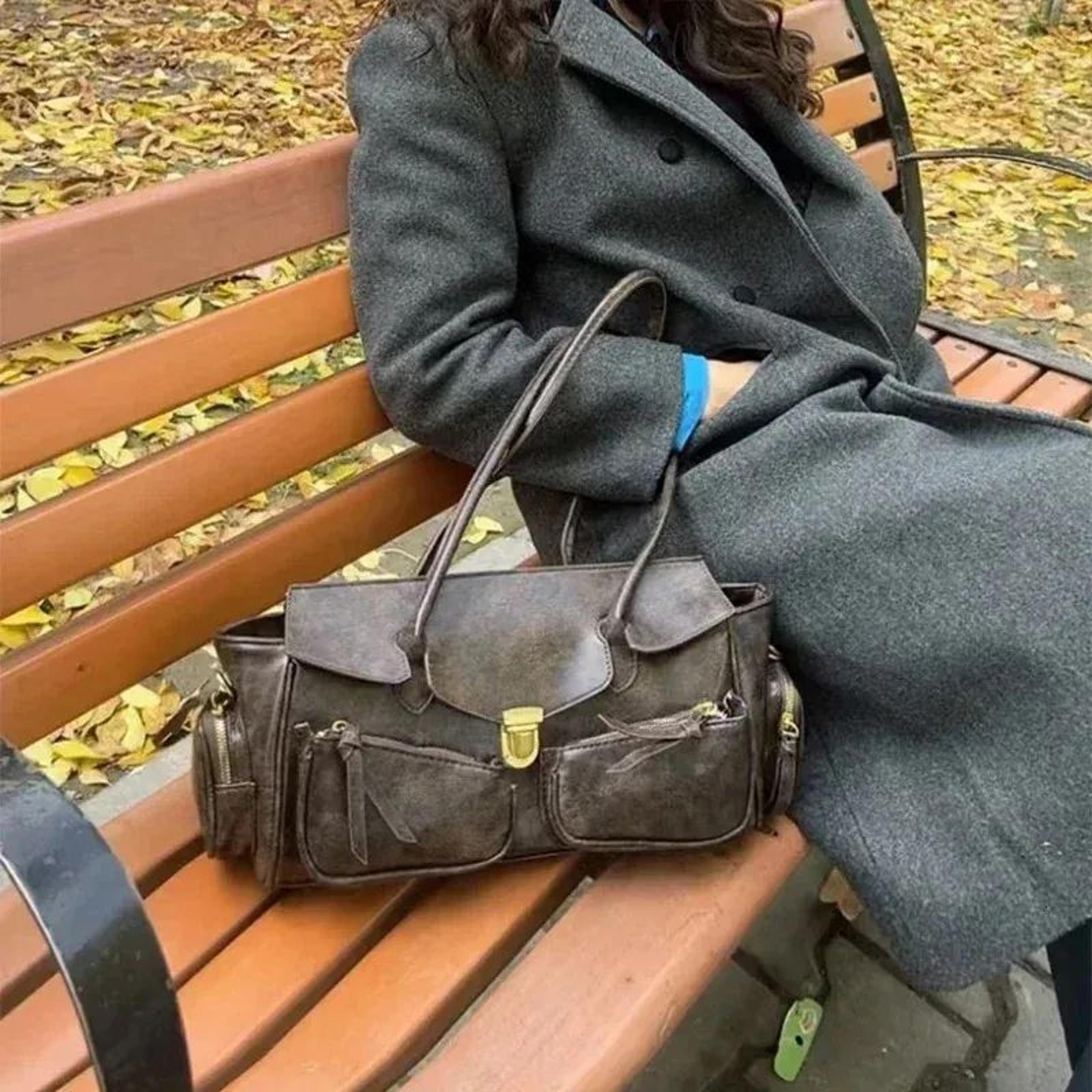 Vintage Genuine Leather Shoulder Handbag For Women With Multiple Pockets 2