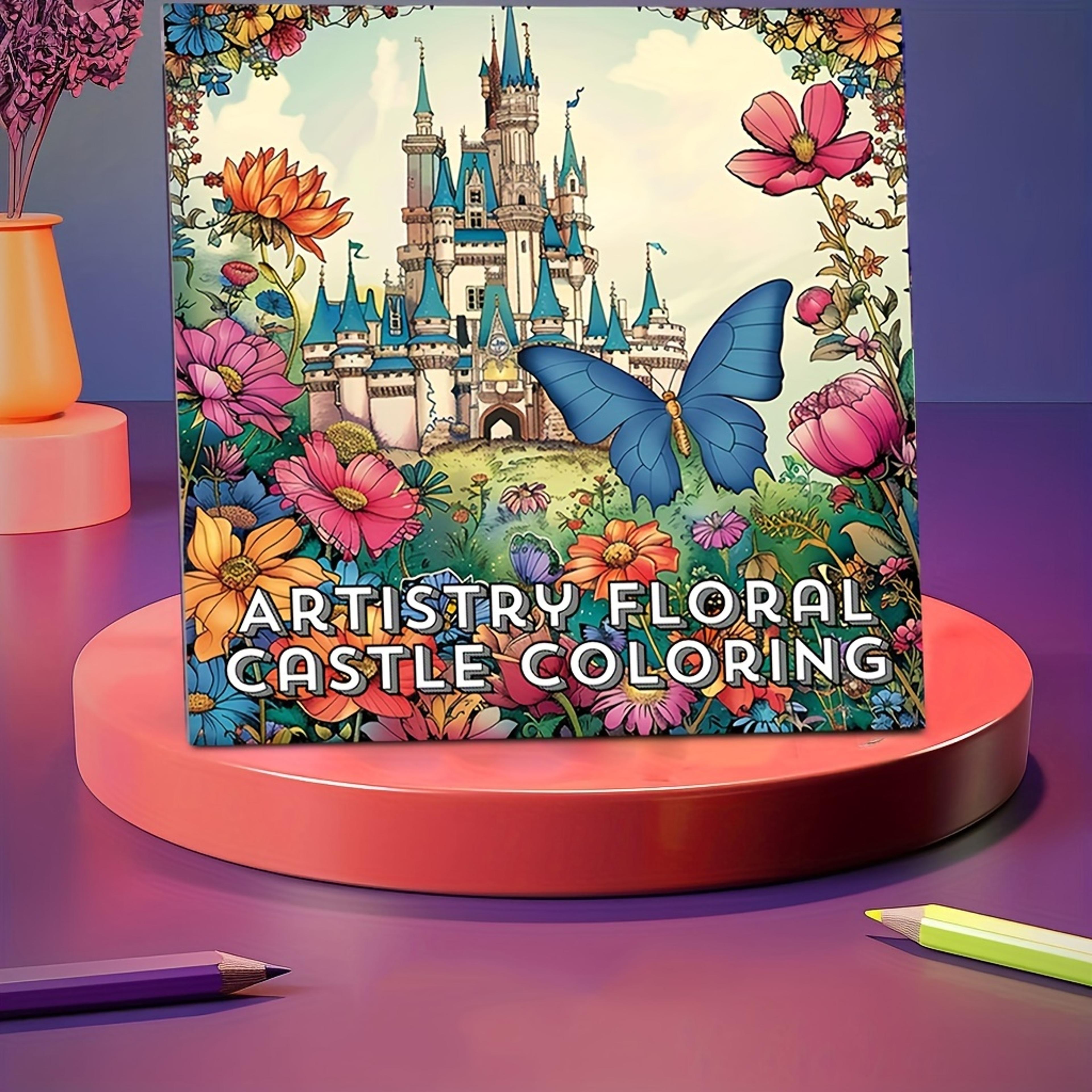 artistry floral castle coloring book, for stress reduction and soothing stress relief, a creative colouring gift