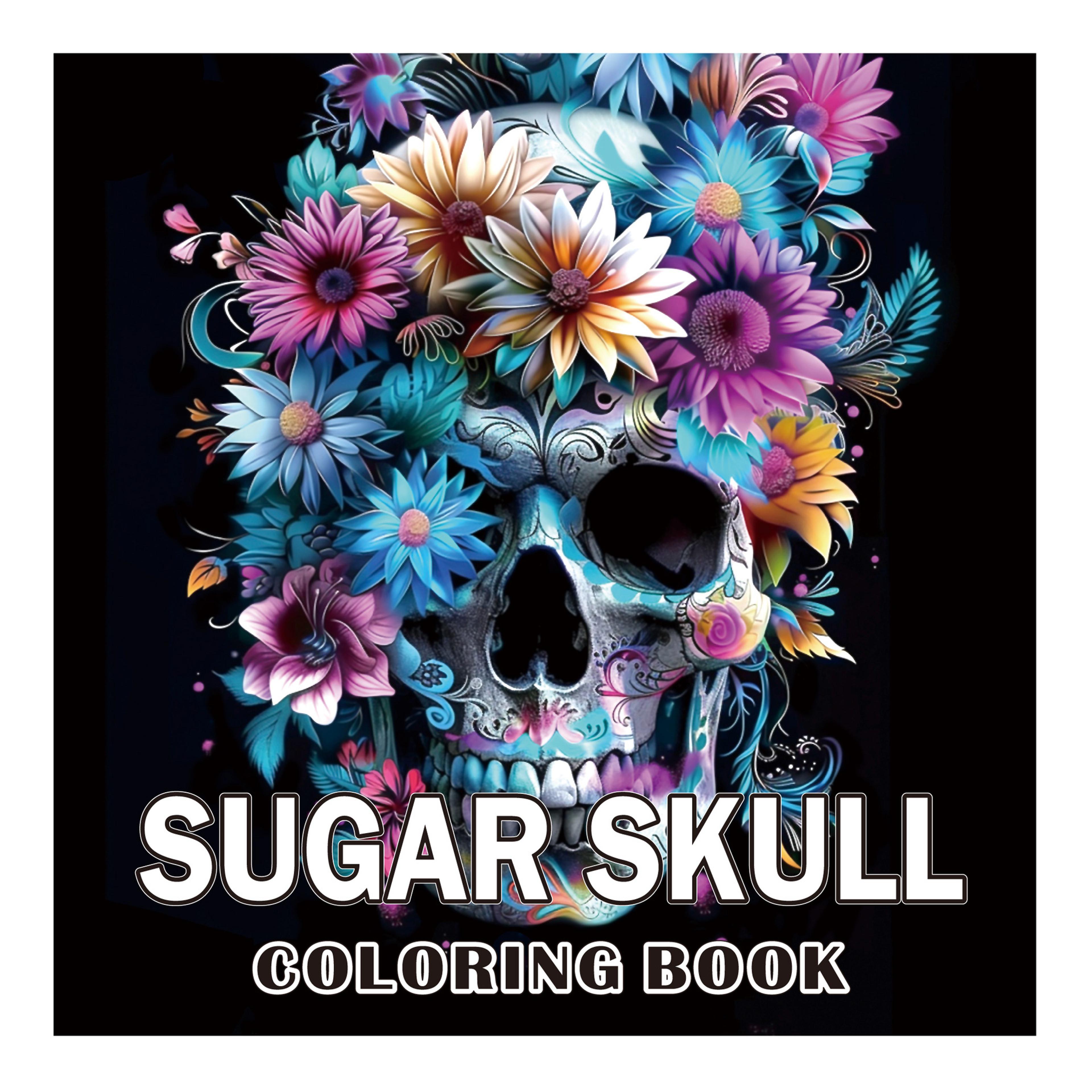 bview art skull adult coloring book, gothic doodle art, 24 pages of detailed designs