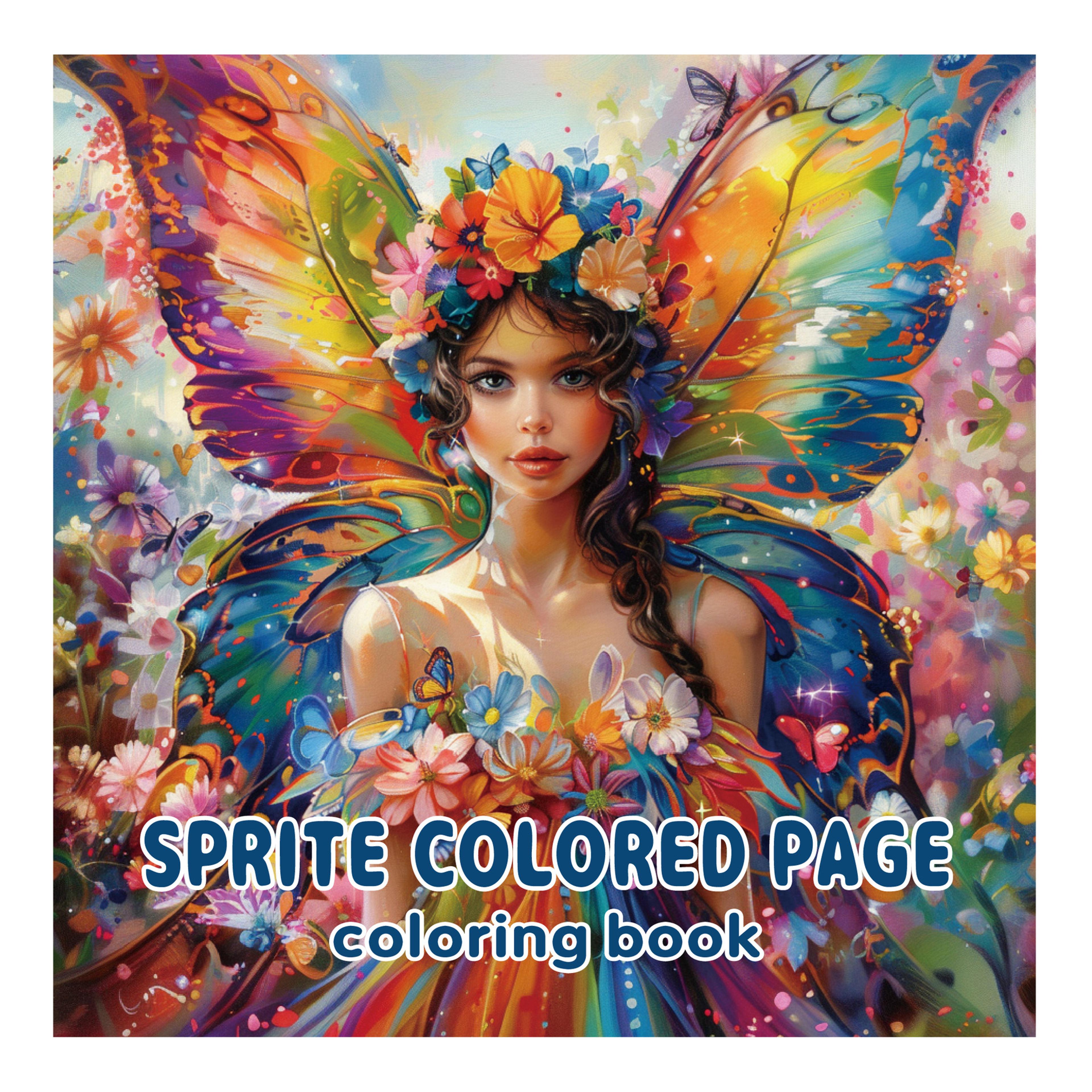 adult coloring book, watercolor creativity, butterfly fairy, art elf wings doodle