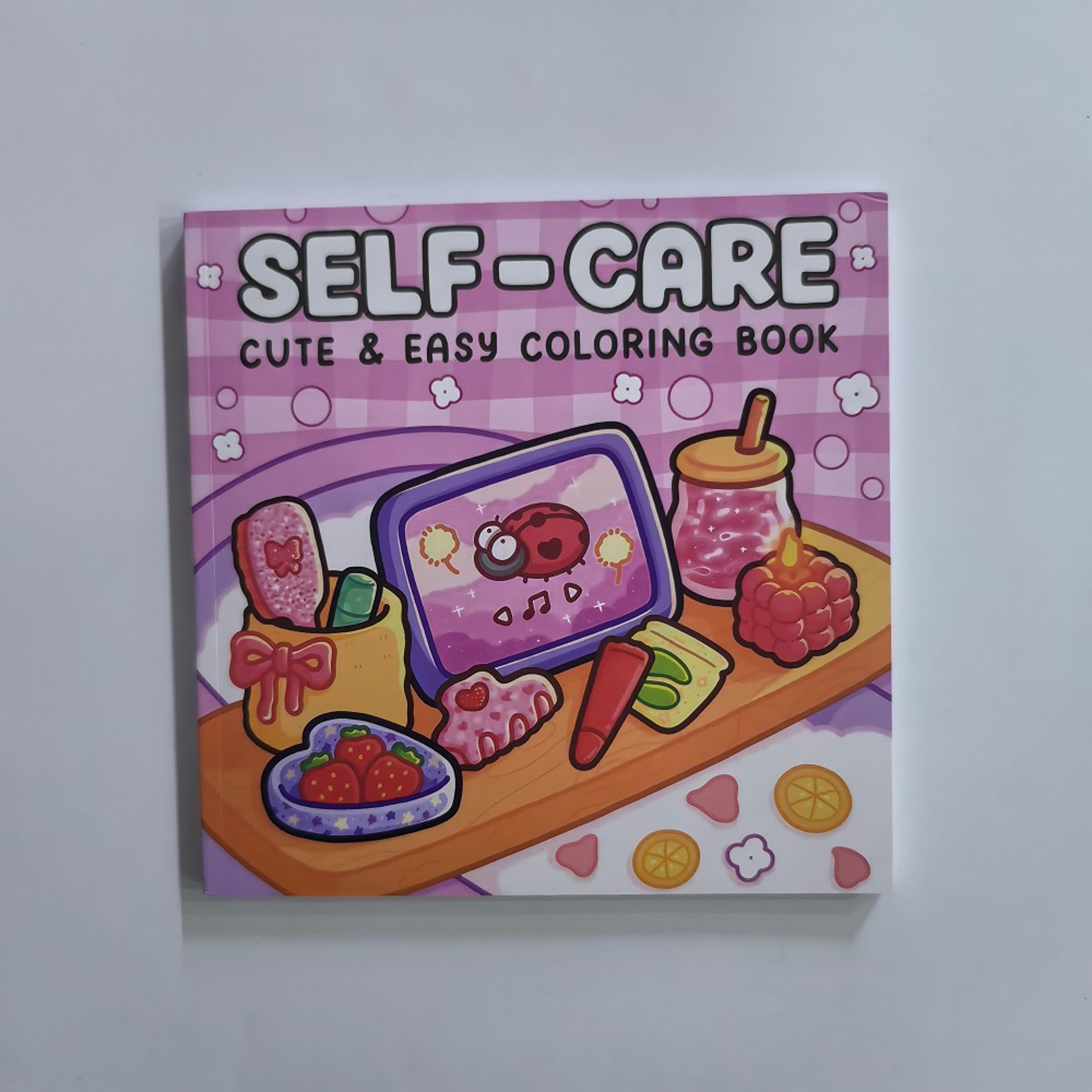 self care coloring book for adults, cute and easy illustrations for stress relief, perfect gift for birthday