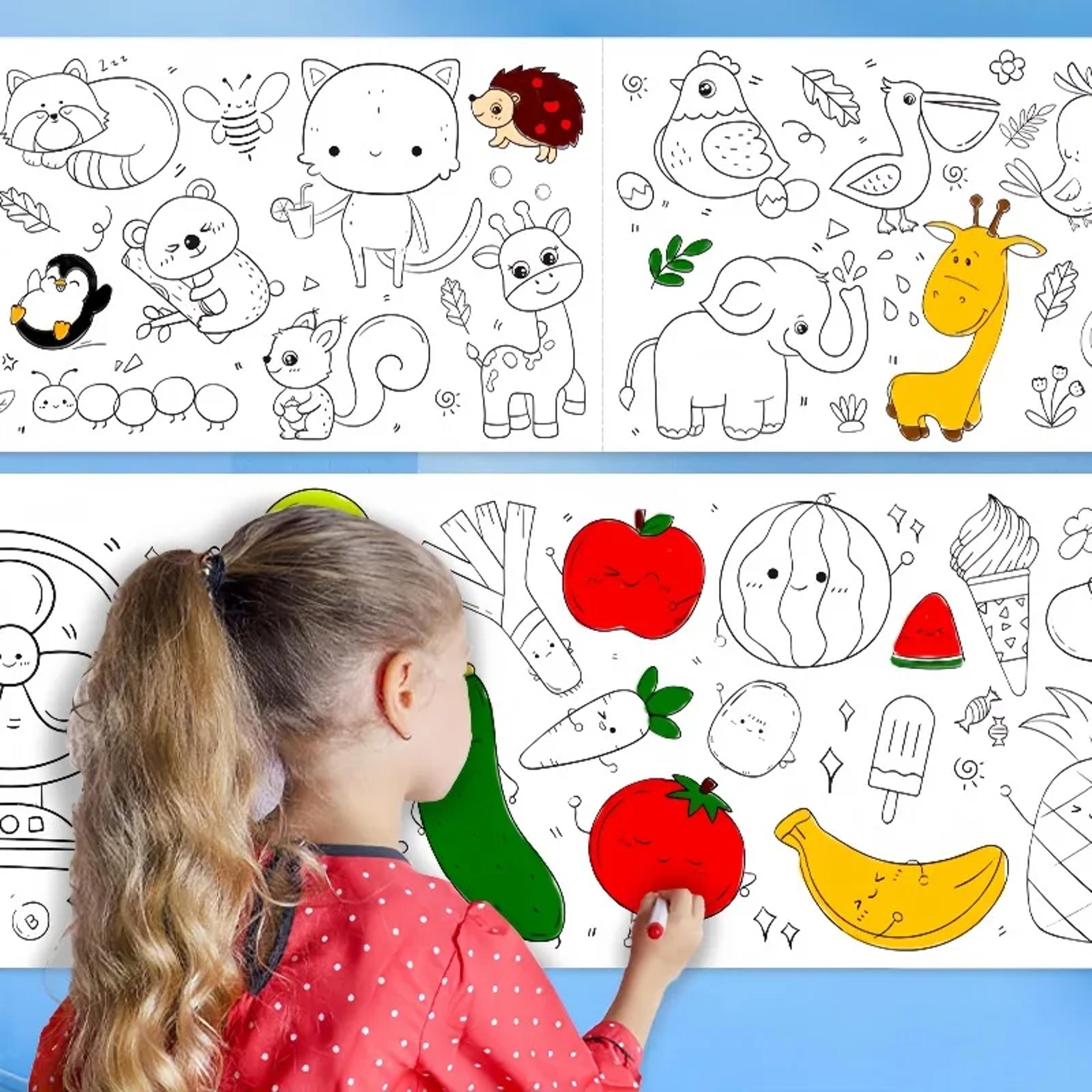 Children Montessori Toys DIY Self Adhesive Drawing Roll Kids Learning Paint Coloring Scroll For Ear 1
