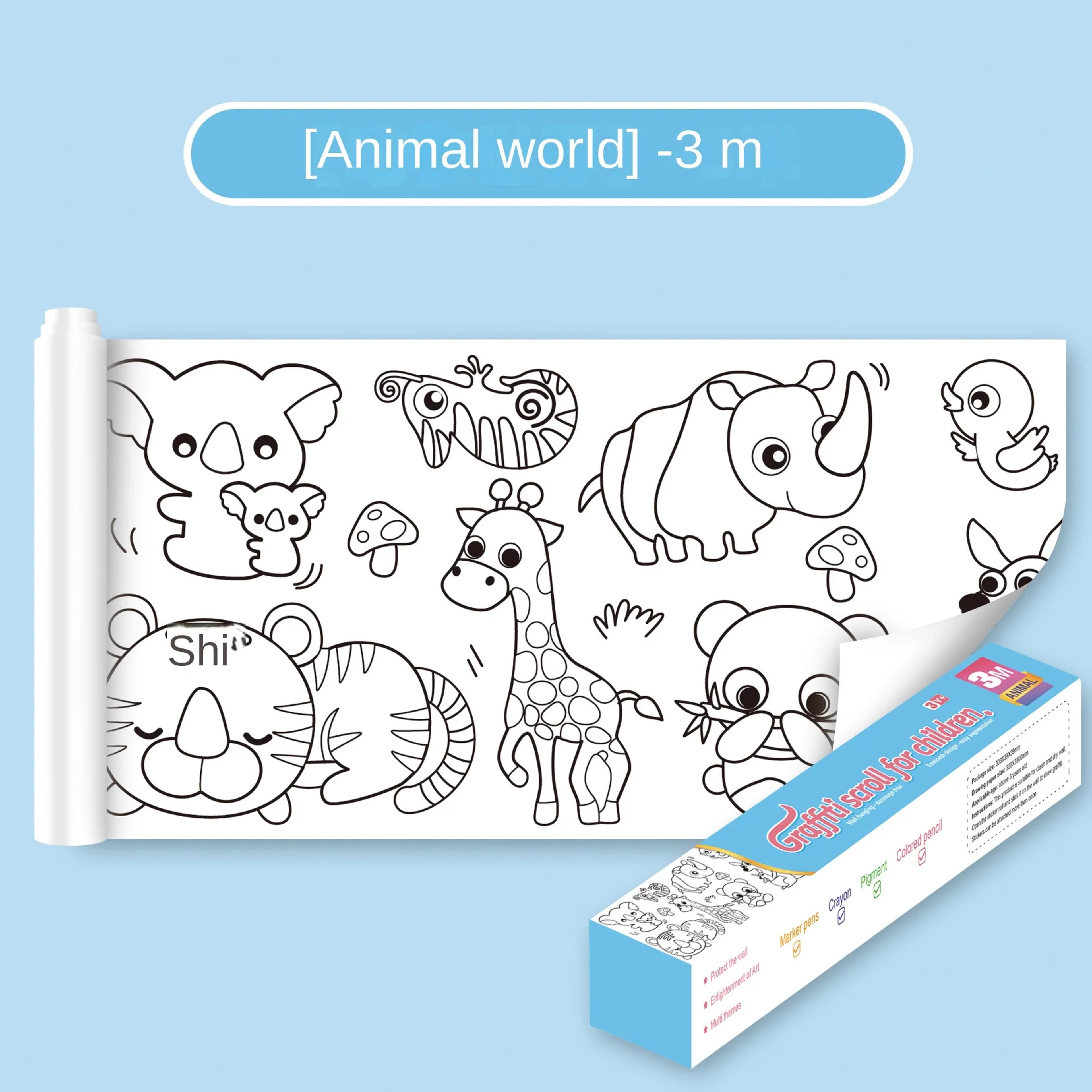 Children Montessori Toys DIY Self Adhesive Drawing Roll Kids Learning Paint Coloring Scroll For Ear 16