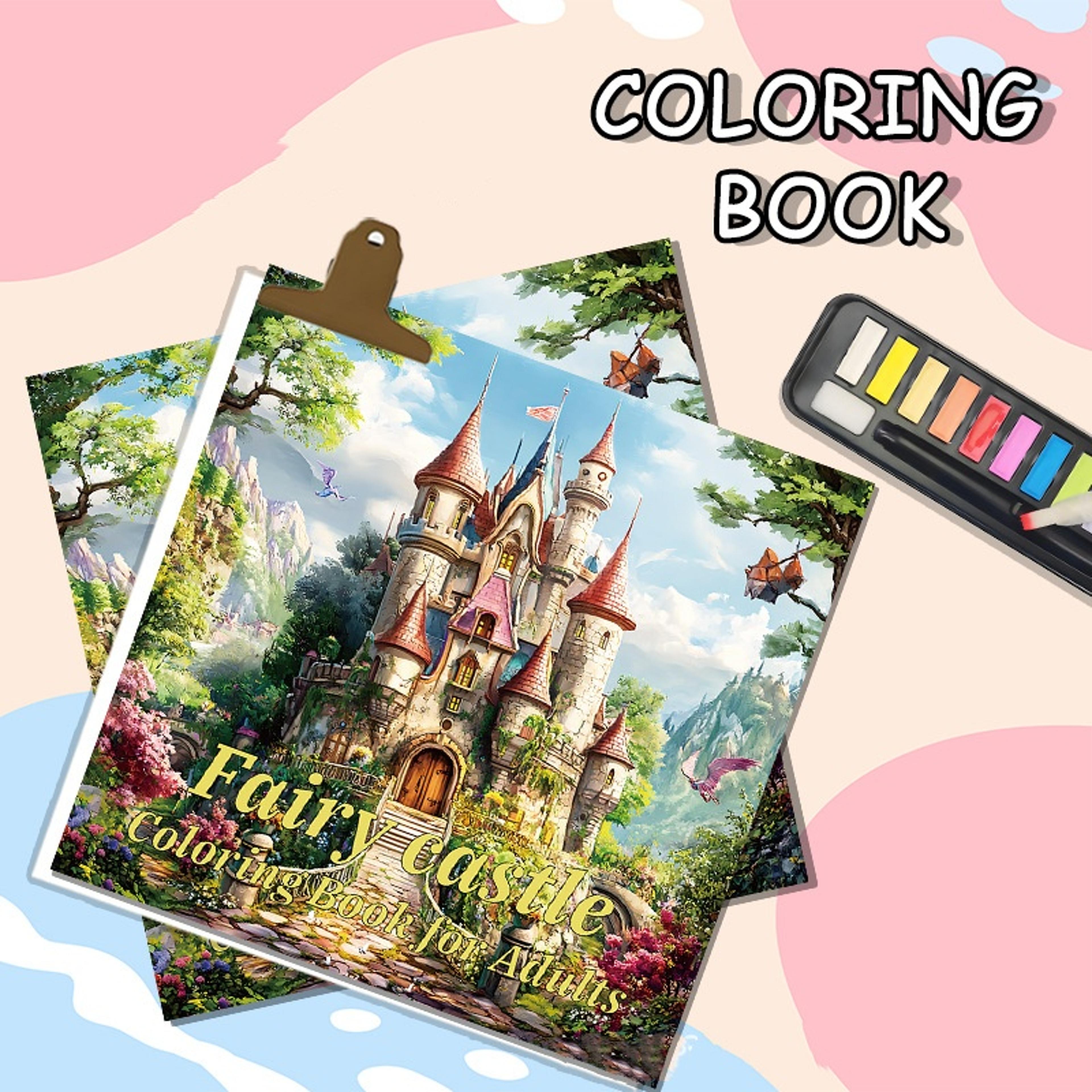 castle adult coloring book, for stress relief and mindfulness, anti anxiety art therapy, creative painting pages