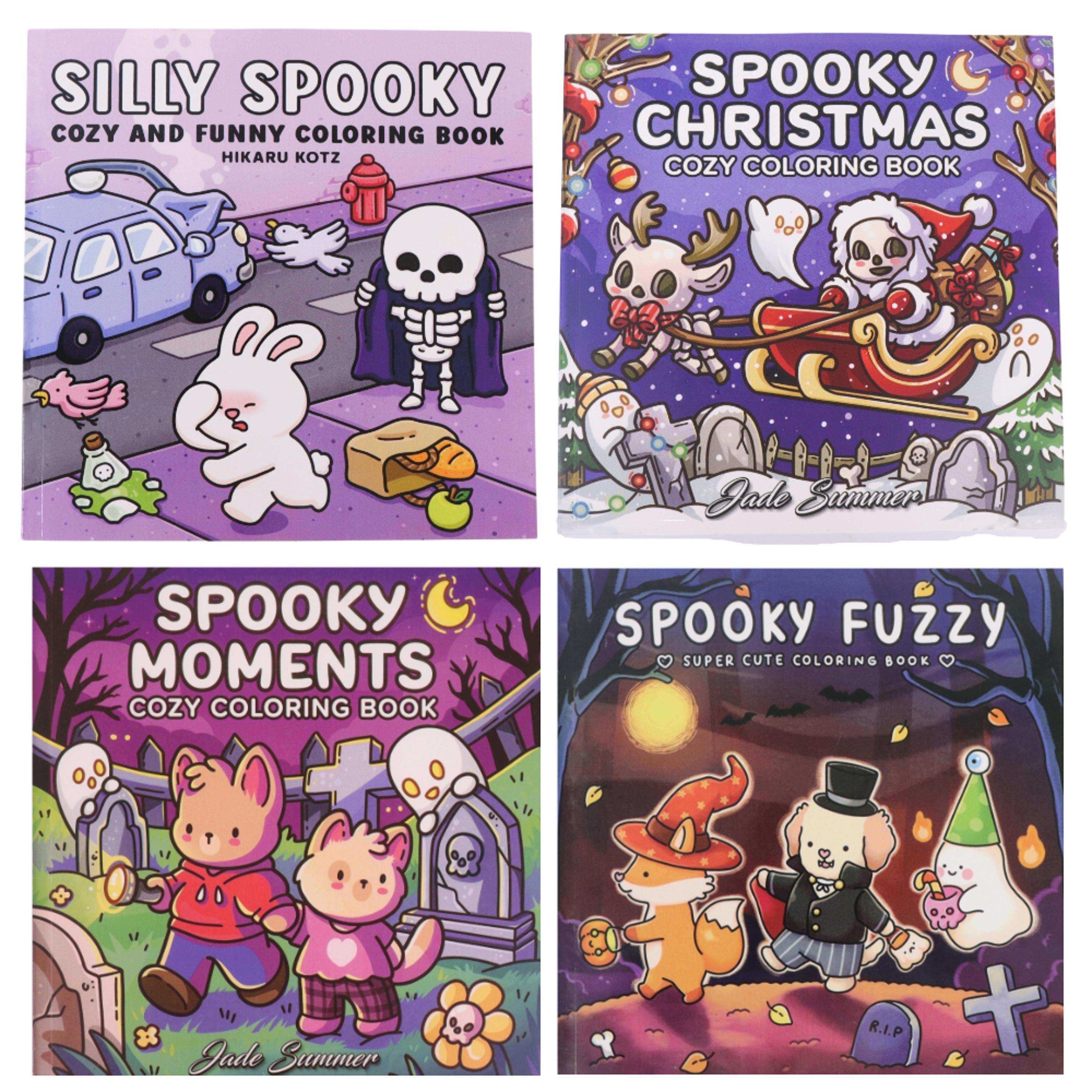 adult coloring book, lovely and creepy creatures, cozy moments for relaxation, stress relief