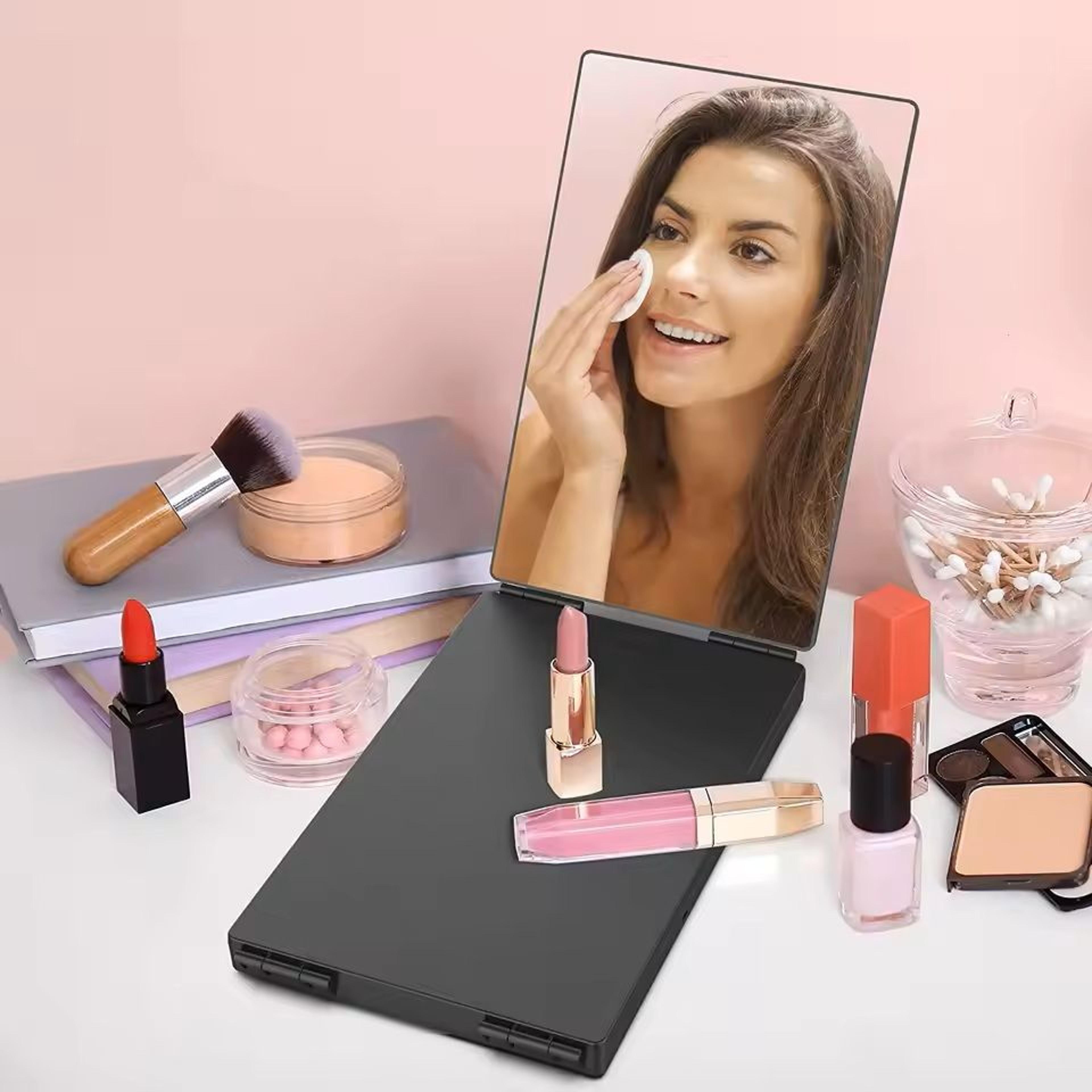 360 travel trifold vanity makeup & hair styling mirror with adjustable telescoping hook