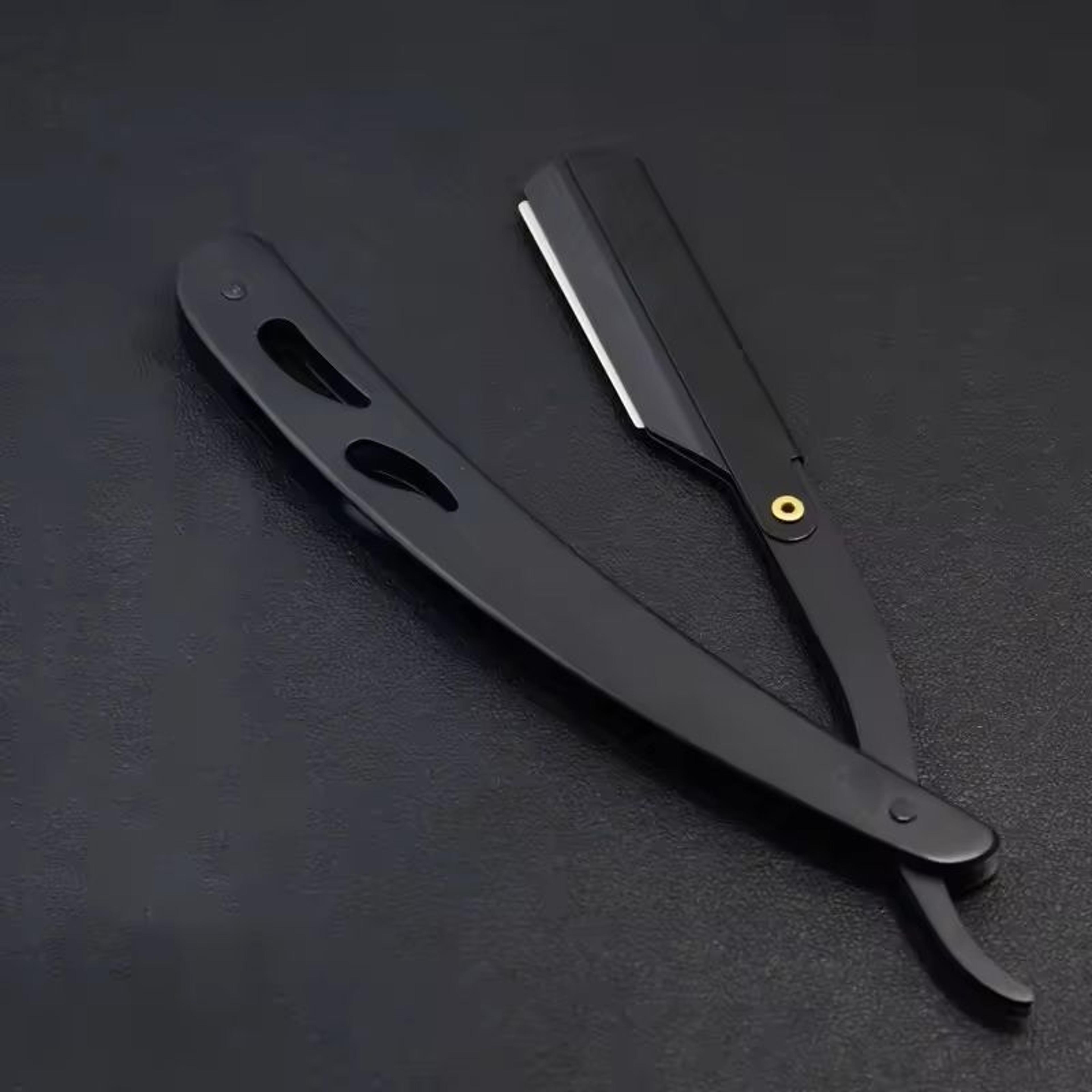 Stainless Steel Straight Razor For Men With Safety Beard Shaver And 10Pack Blades 7