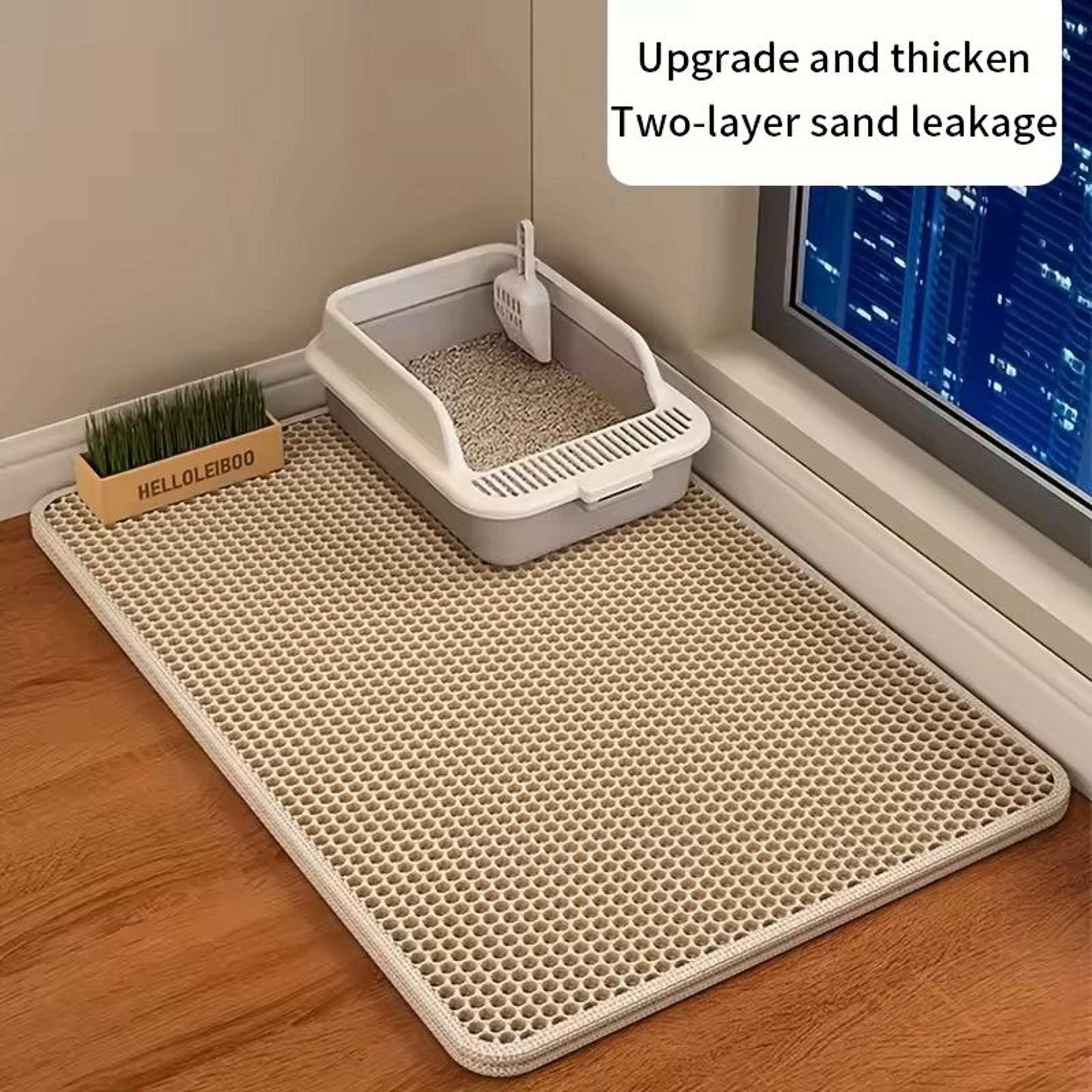 large honeycomb double-layer cat litter mat – waterproof & easy clean
