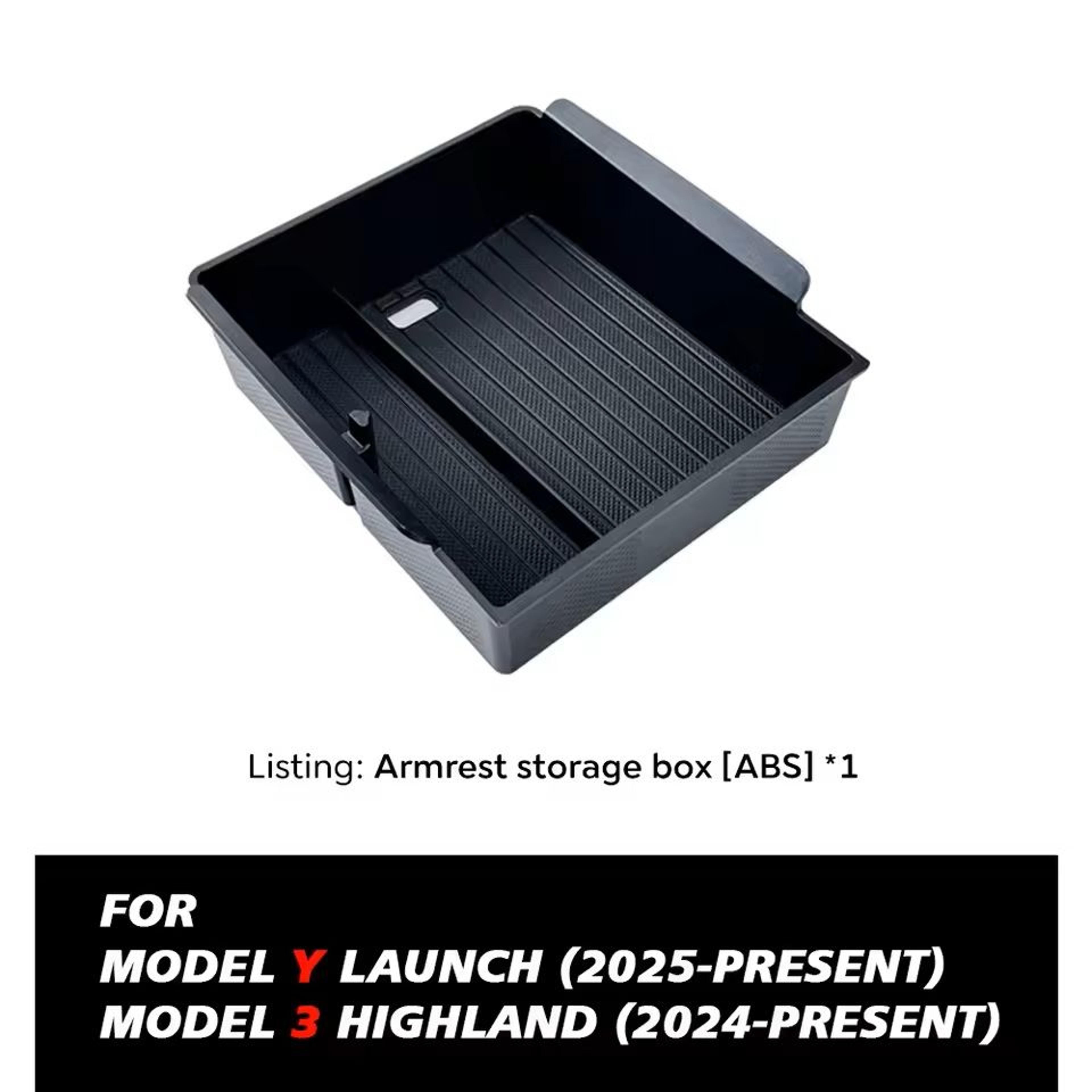 MaxStore Console  Armrest Storage Box For Tesla Model Y 2025 Juniper  ABS Organizer With Silicone A 19