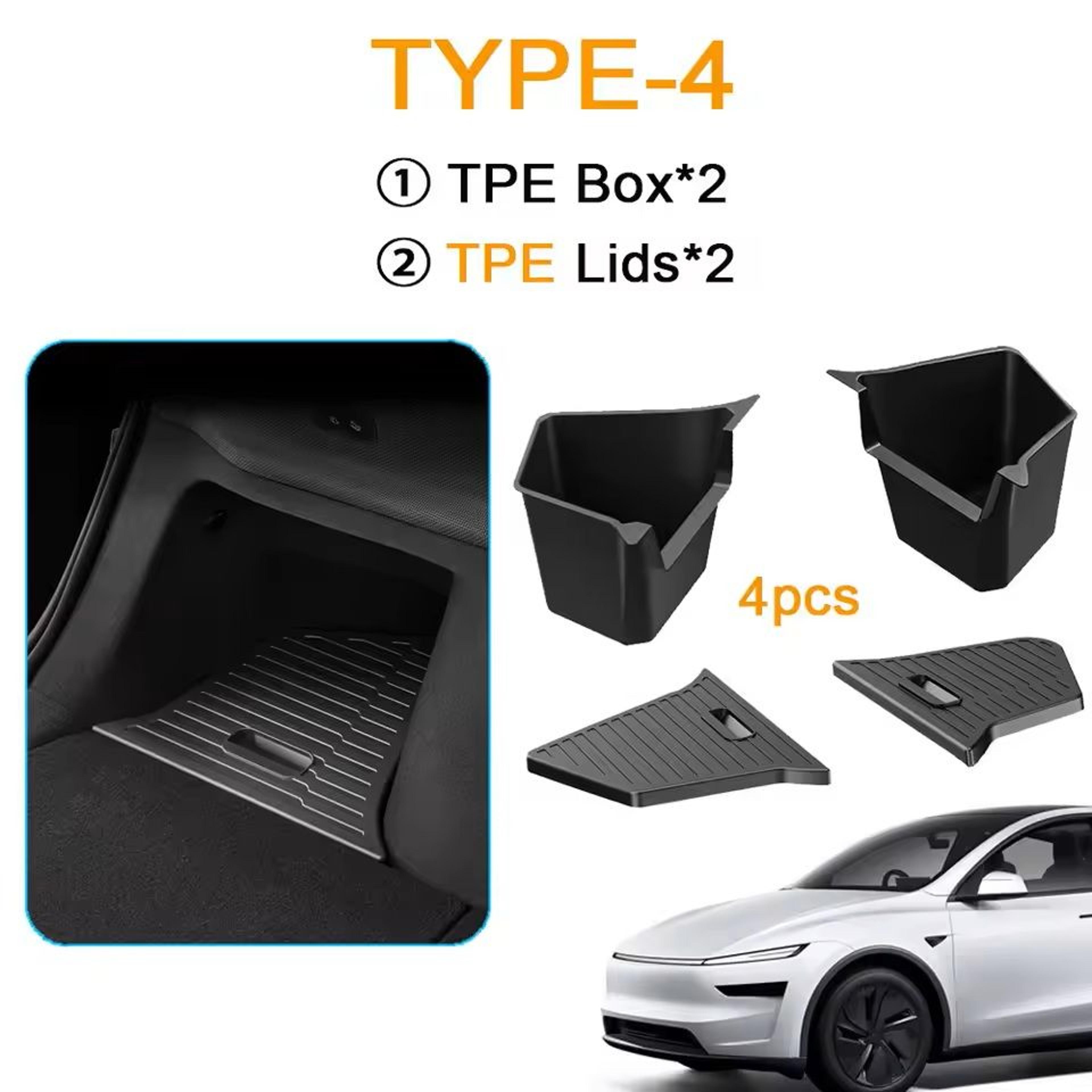 JuniperFit Trunk Organizer  Side Storage Box With Flocked TPE Mat For Tesla Model Y 20202025 13