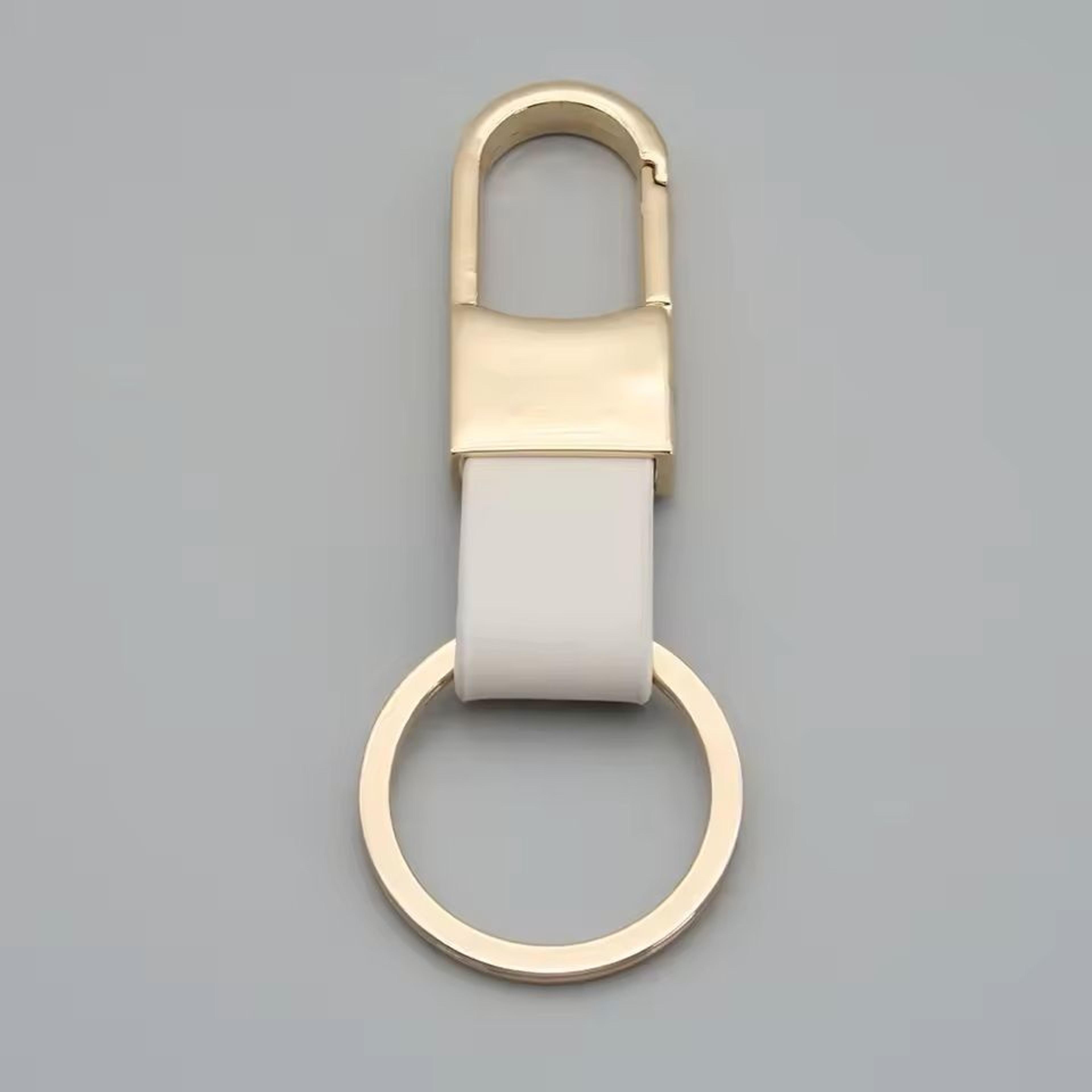 Custom Logo Leather  Metal Carabiner Keychain With Double Rings 4