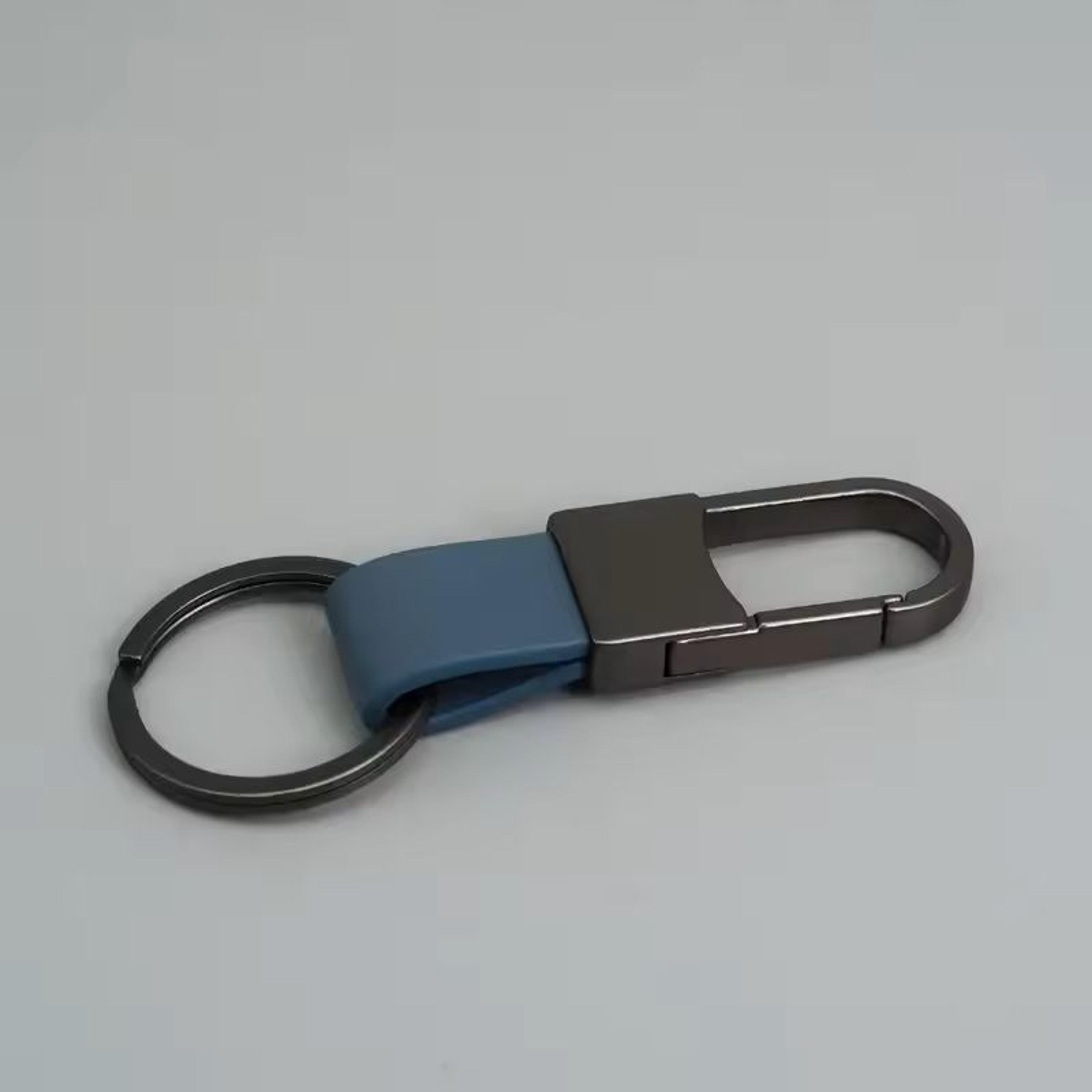 Custom Logo Leather  Metal Carabiner Keychain With Double Rings 27