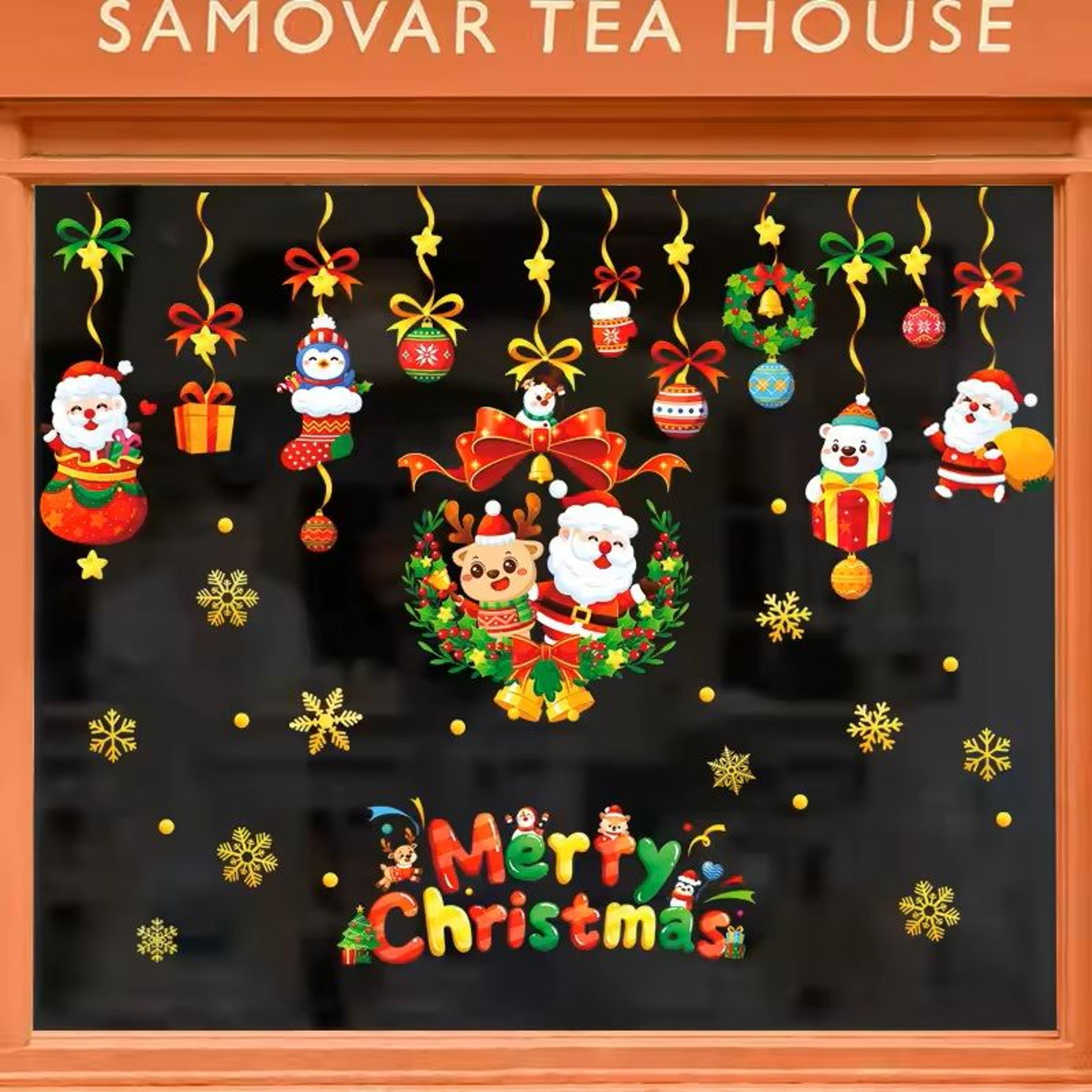 137 Pieces Snowflake  Window Flower Electrostatic PVC Stickers Reusable Winter Decor Set 21