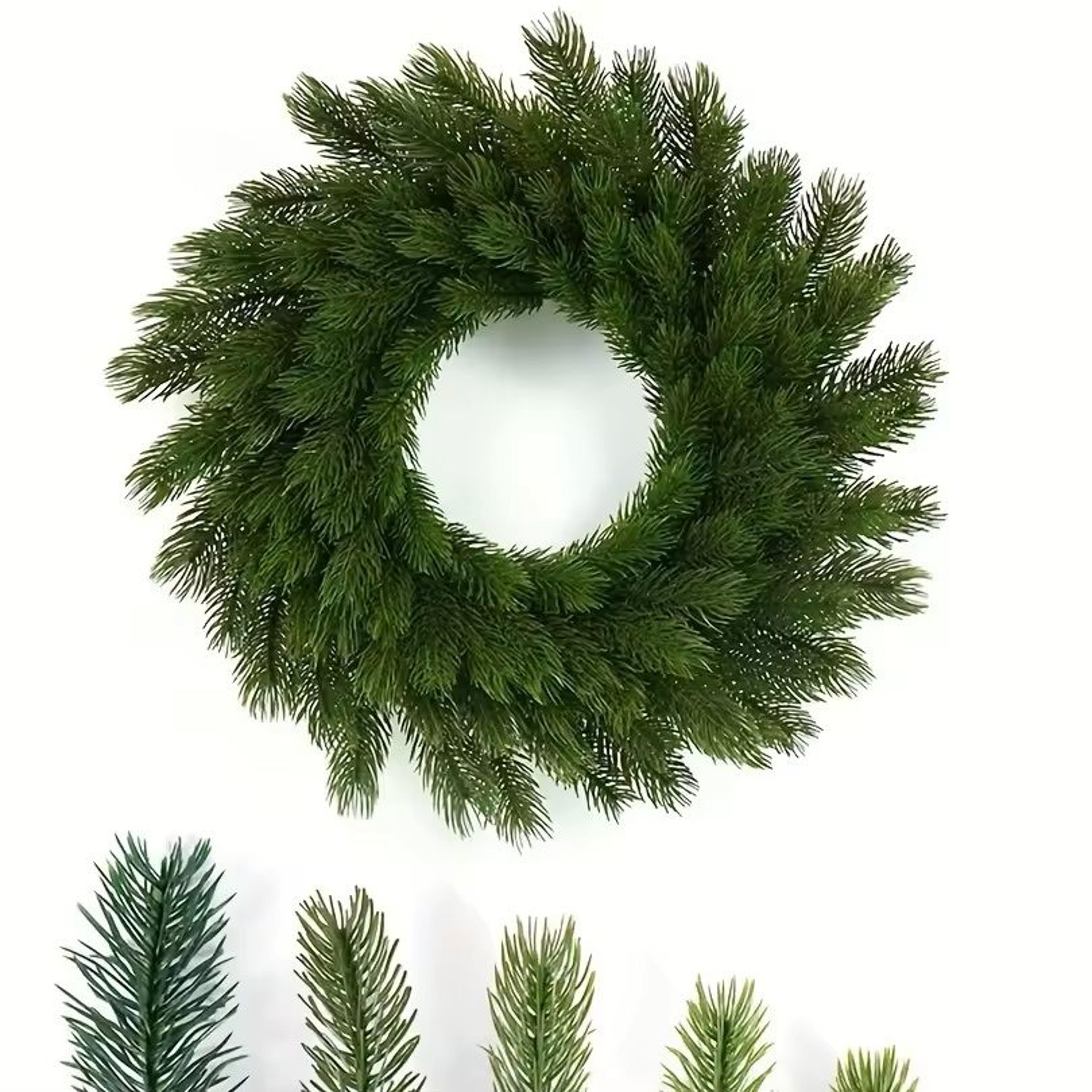 Realistic Evergreen Pine Wreath Durable Plastic Christmas Decoration With Pine Needles And Branch A 1