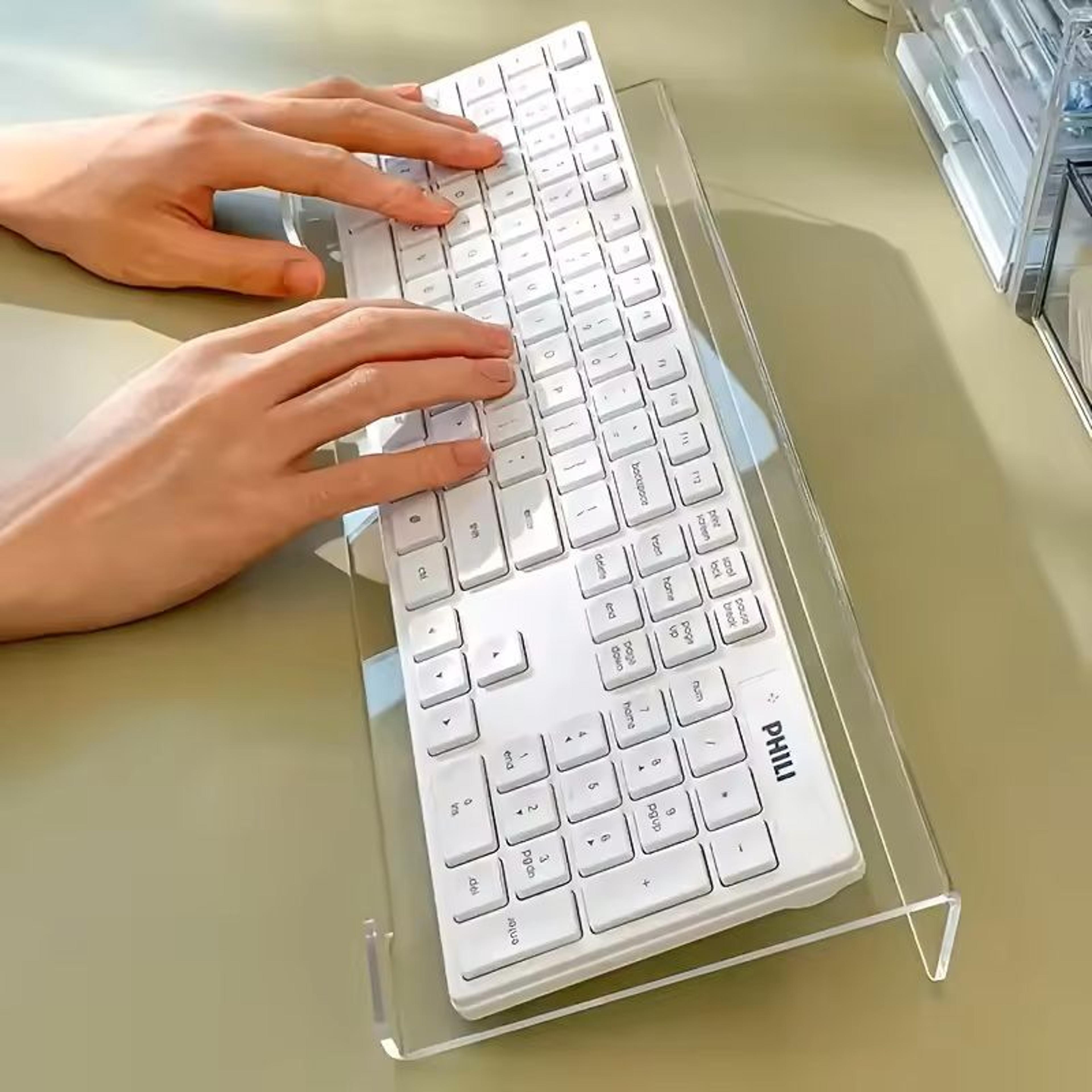 transparent acrylic keyboard stand space saving desktop lift for keyboards & mini computers