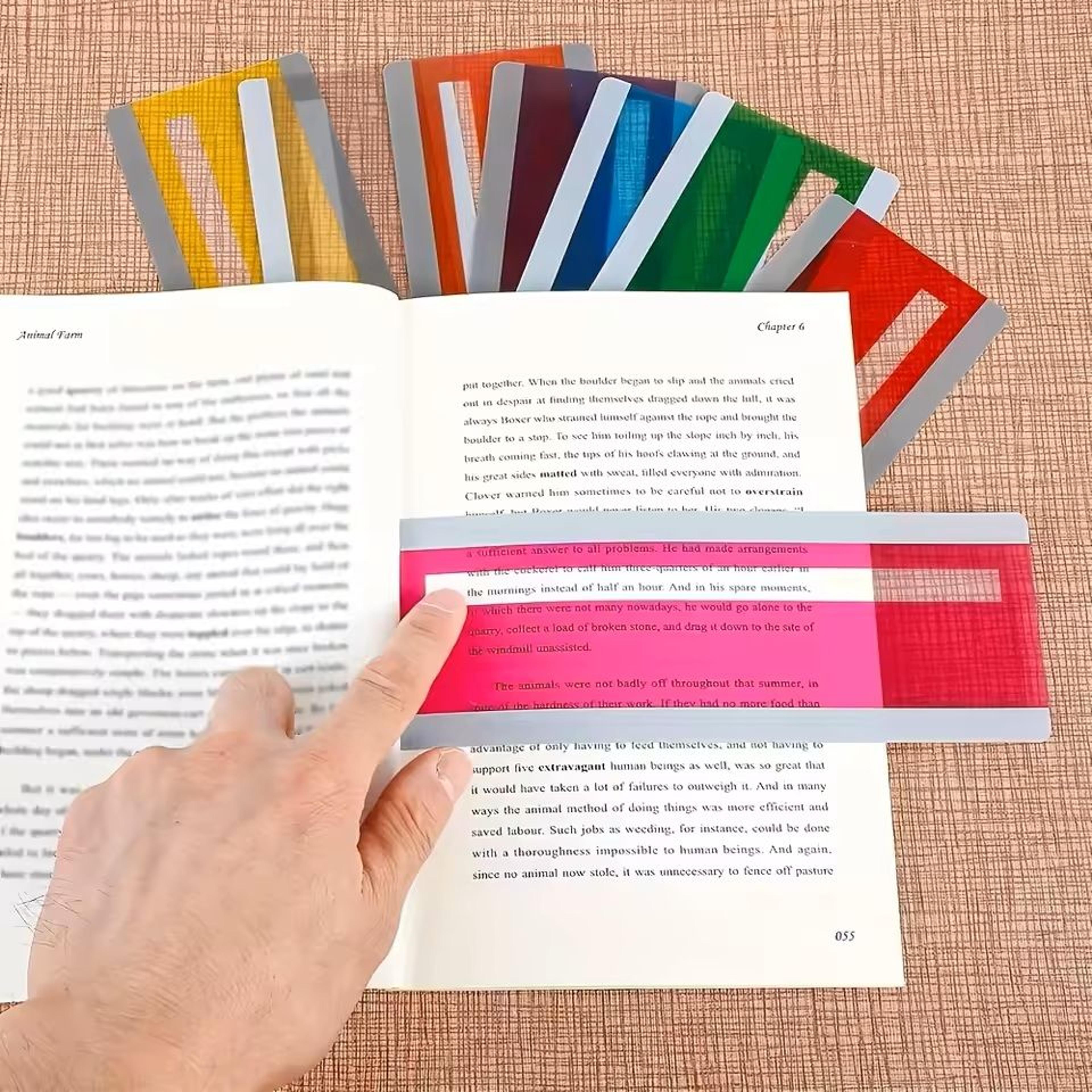 8 Piece Reading Guide Set Color Overlay Strips  Line Tracker Bookmark Teacher Assistance Tool For R 3