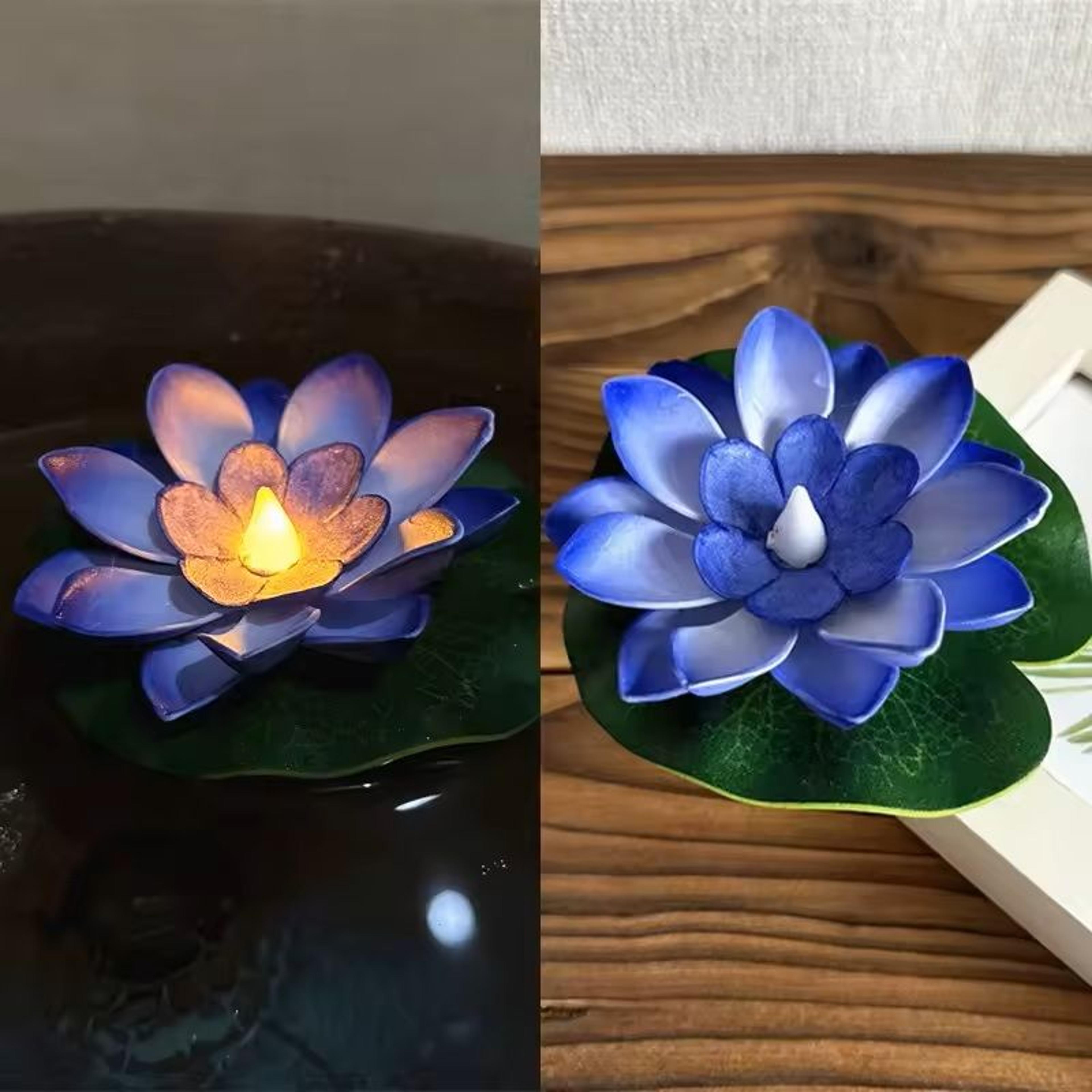 LED Lotus Floating Night Lamp Water Sensor Flower Light For Garden Ponds Tanks  Festive Party Decor 4
