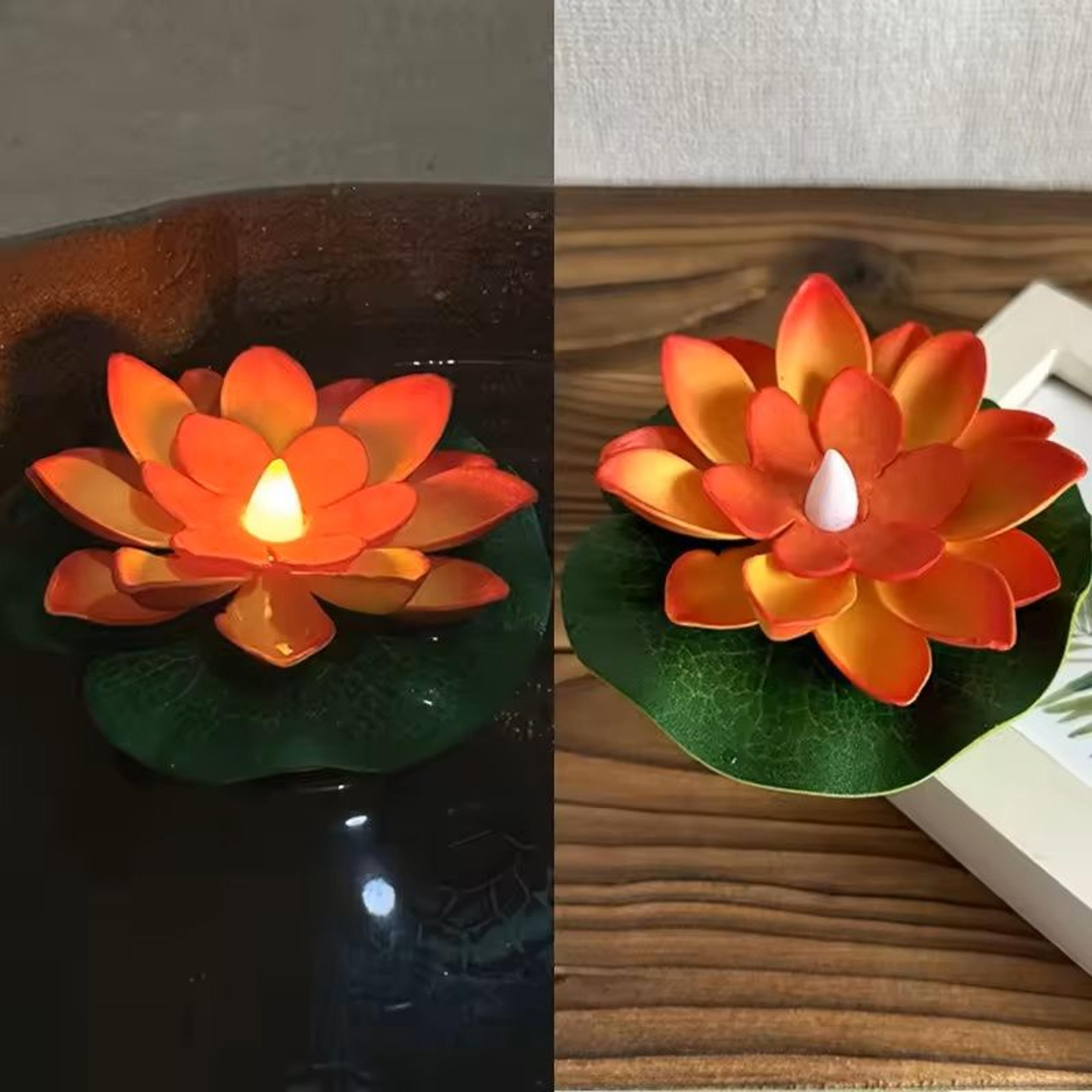 LED Lotus Floating Night Lamp Water Sensor Flower Light For Garden Ponds Tanks  Festive Party Decor 14