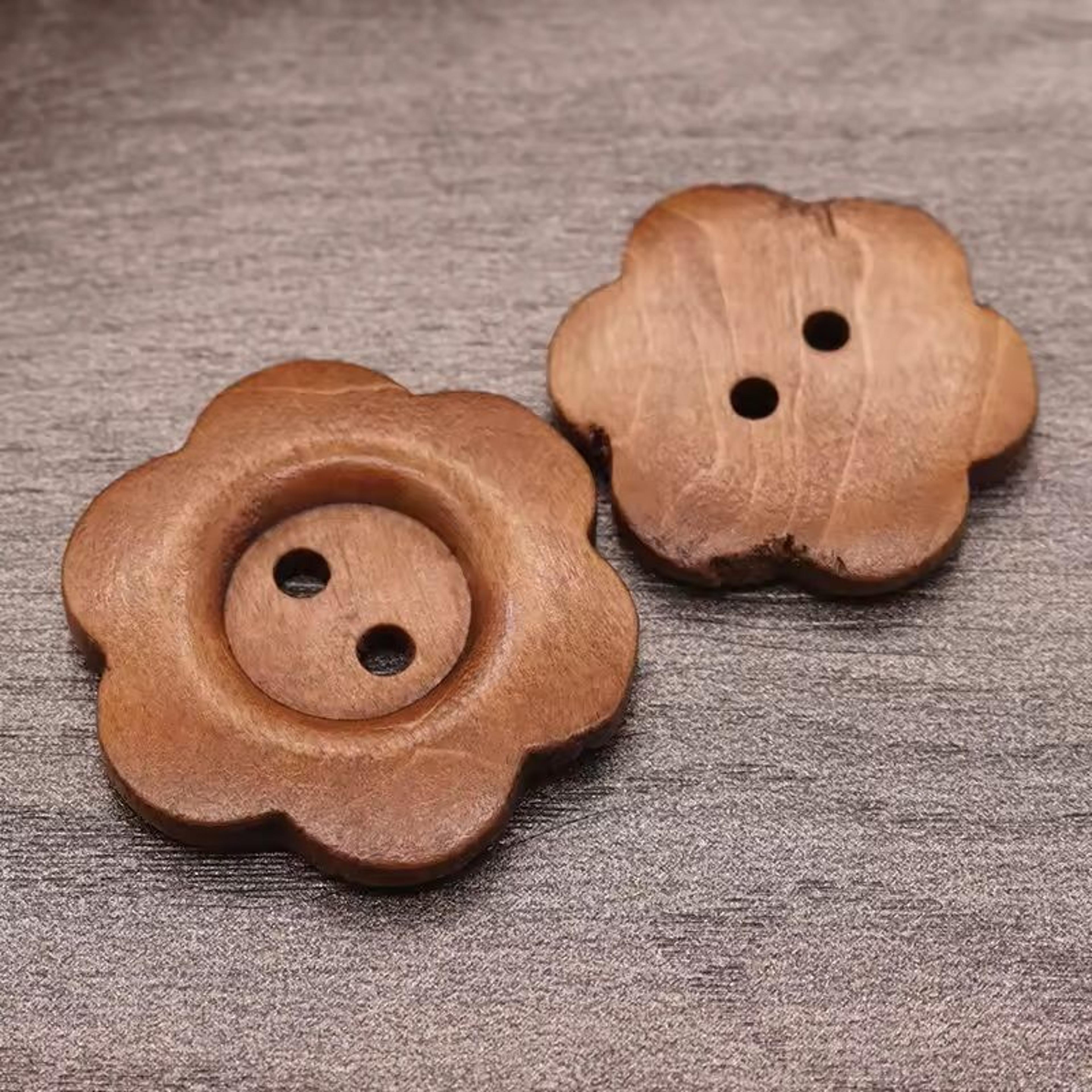 50 Pcs Wooden Vintage Buttons  DIY 2Hole Sewing Buttons For Crafts Clothing  Handmade Decorations 3