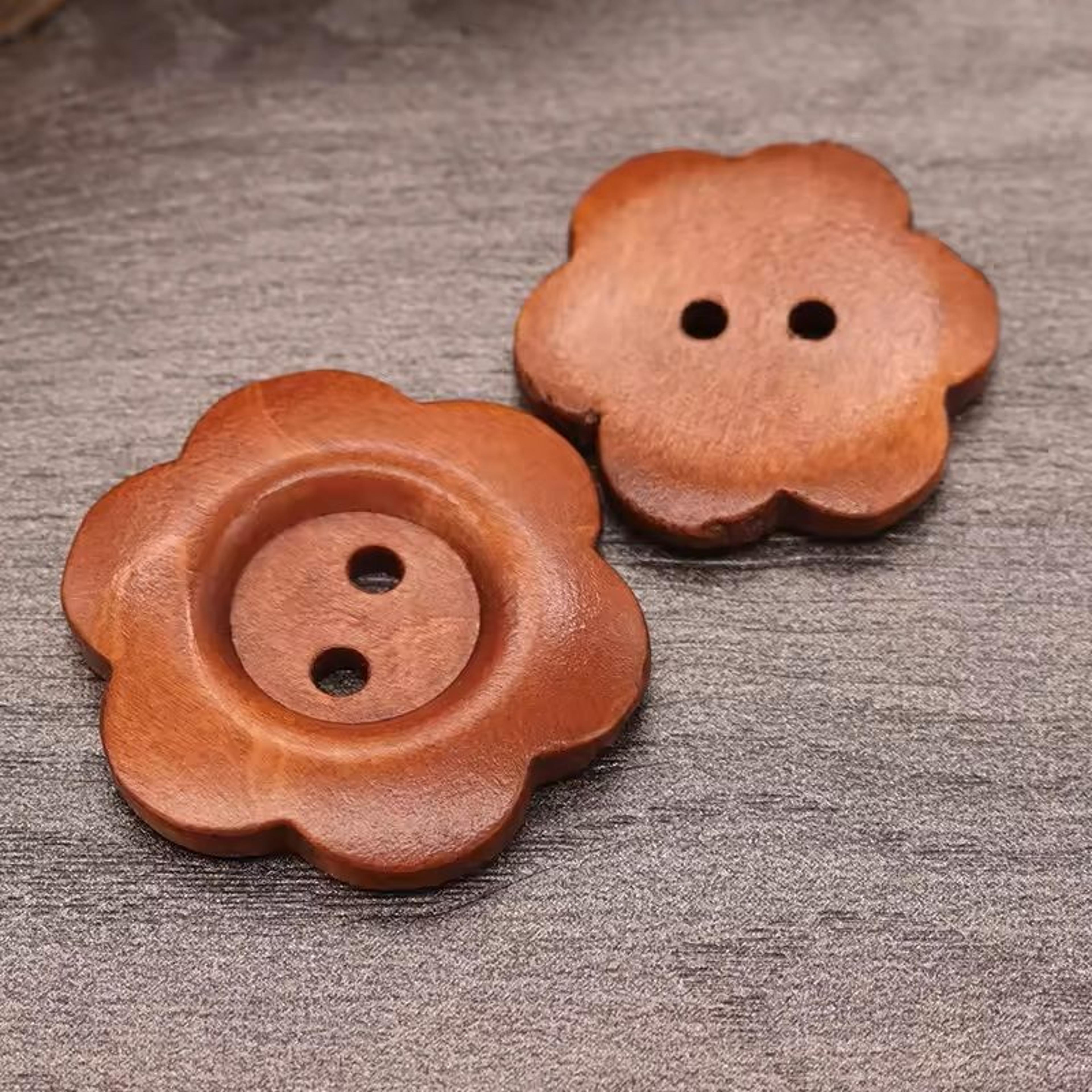 50 Pcs Wooden Vintage Buttons  DIY 2Hole Sewing Buttons For Crafts Clothing  Handmade Decorations 4