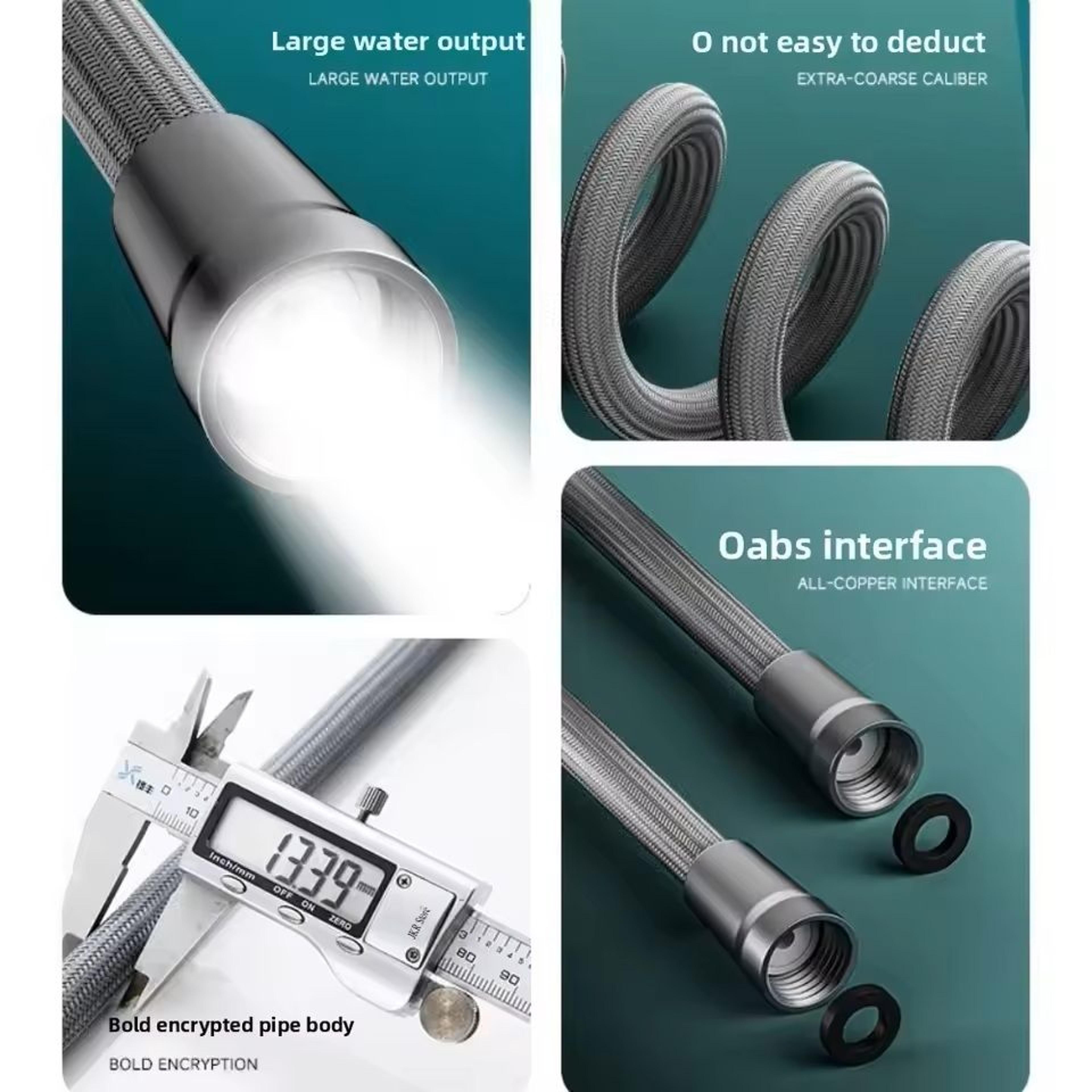 Universal Nylon Shower Hose 15 M  2 M Black  Silver Flexible Bathtub  Handheld Shower Extension 3