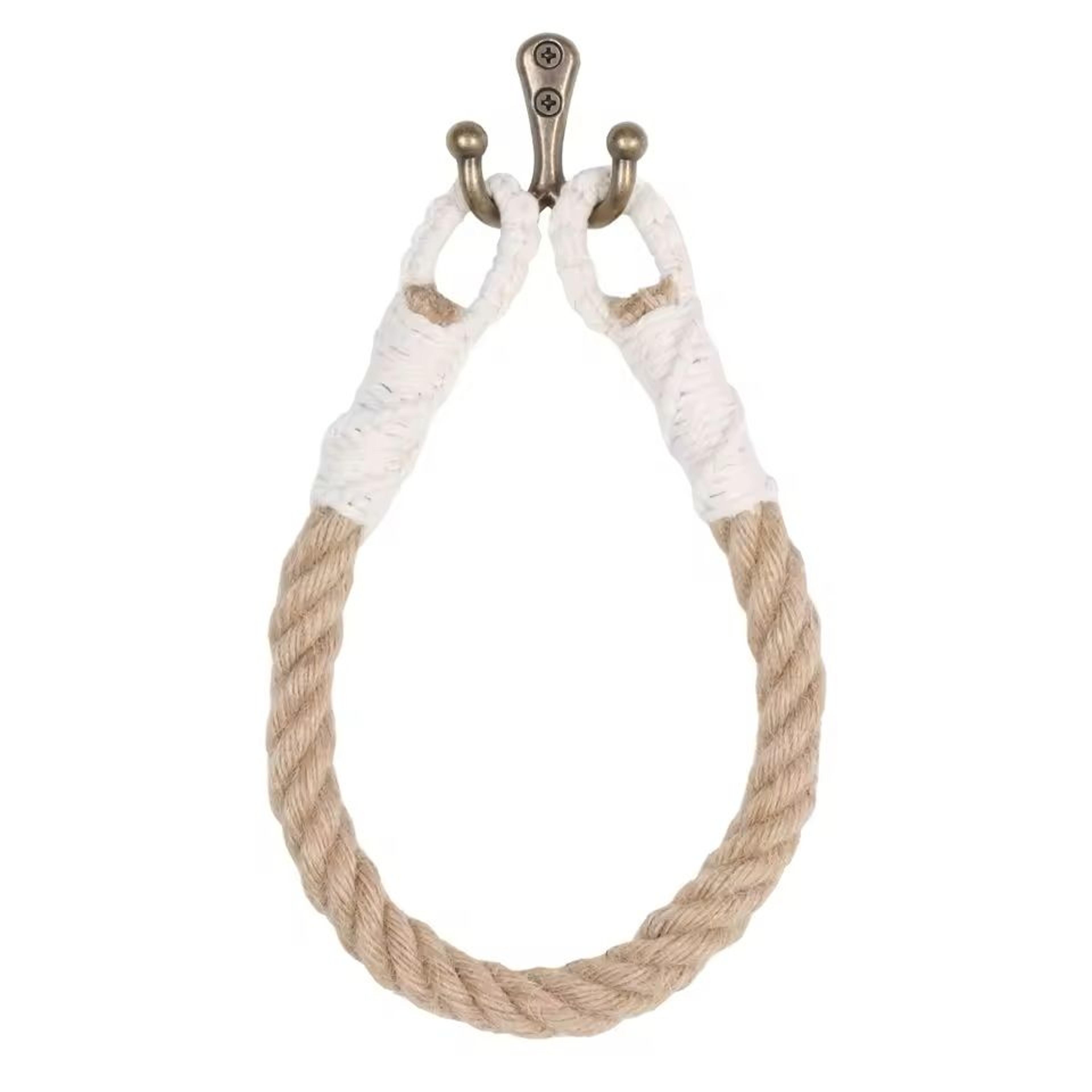 Handmade Jute Rope  Wood WallMounted Tissue Holder  Rustic Farmhouse Toilet Paper  Towel Rack 1