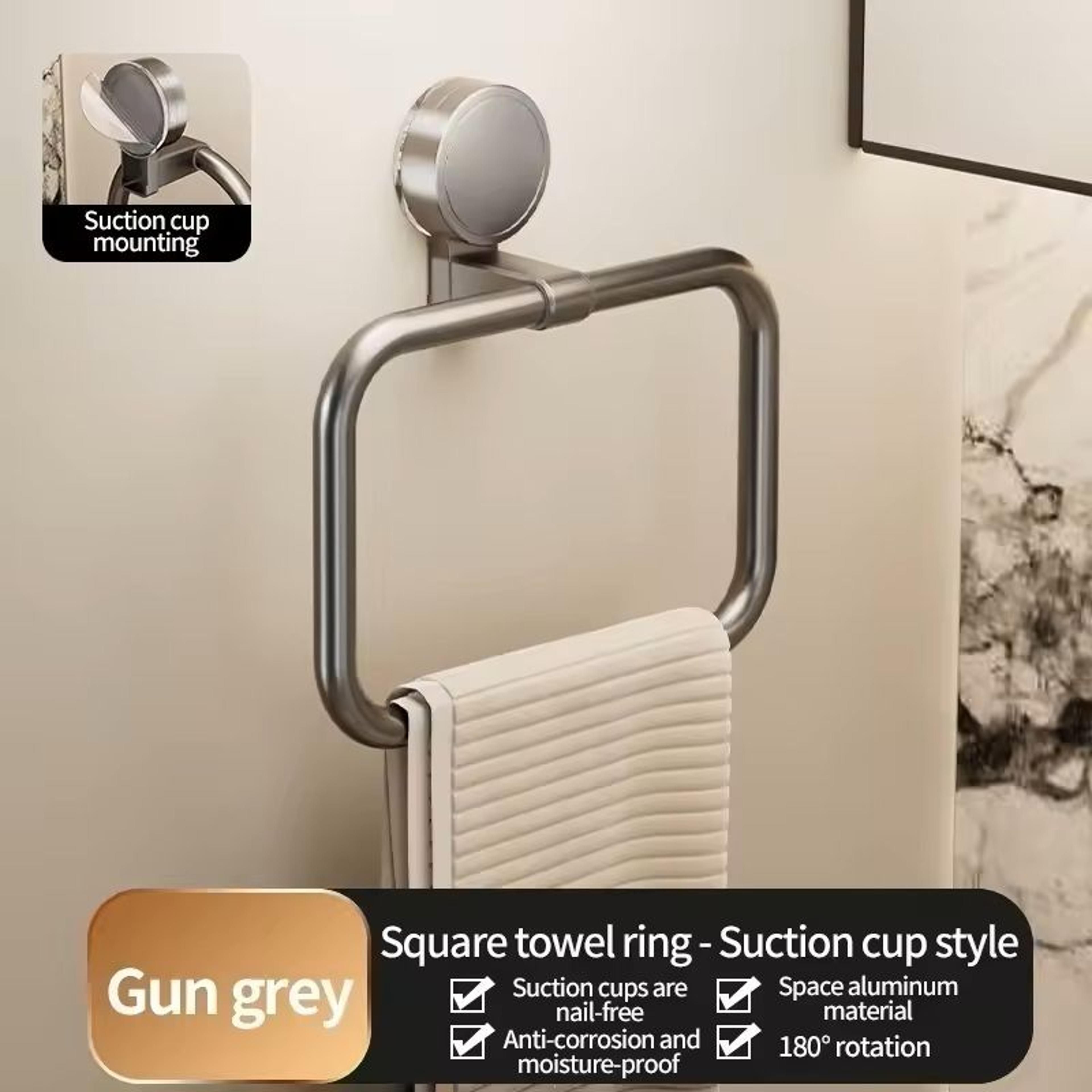 NoDrill Suction Cup Towel Ring  PunchFree WallMounted Hand Towel  Rag Rack For Bathroom  Kitchen 6