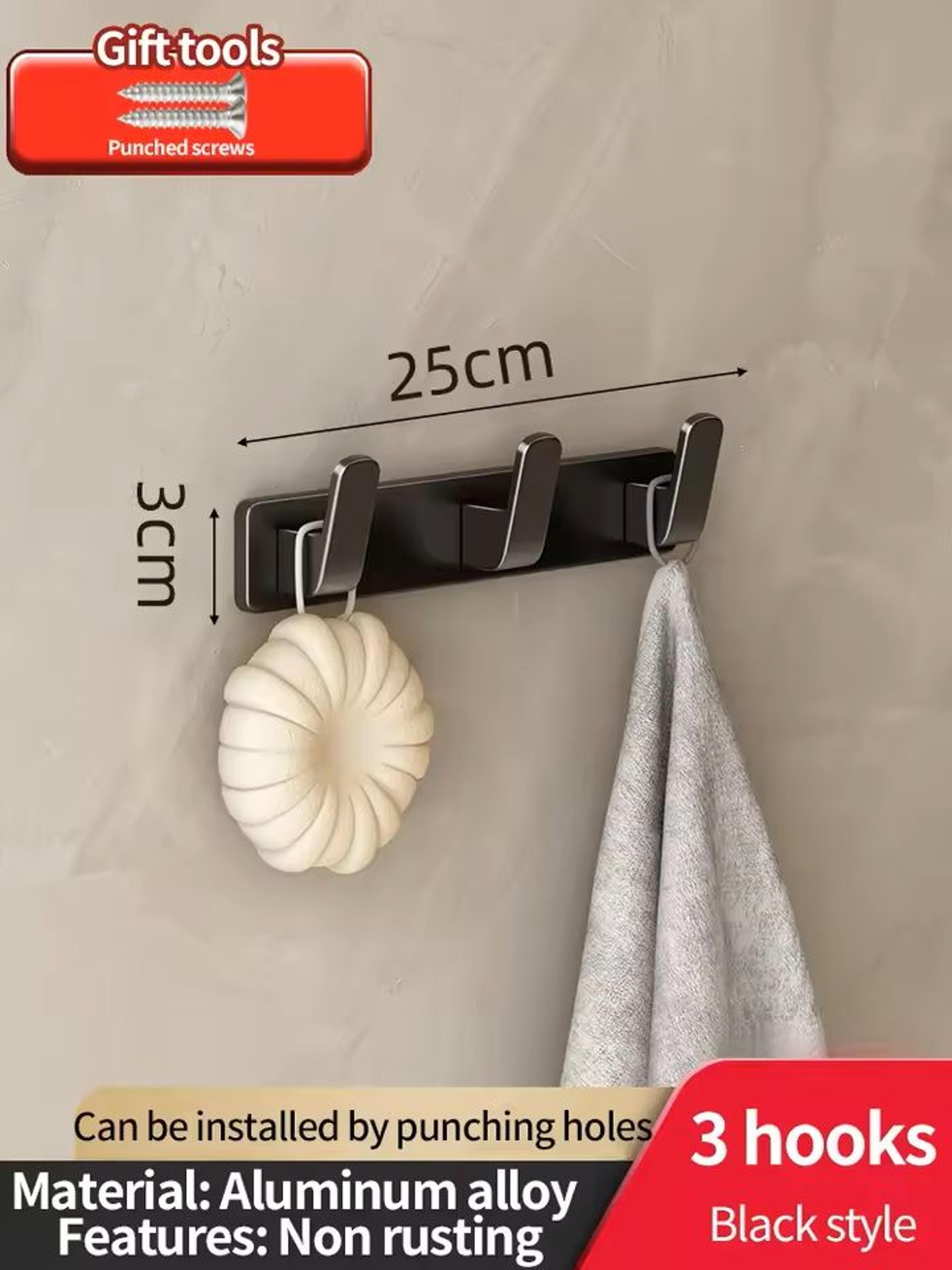 NoDrill Aluminum Wall Hook Organizer Rack For Kitchen  Bathroom 1