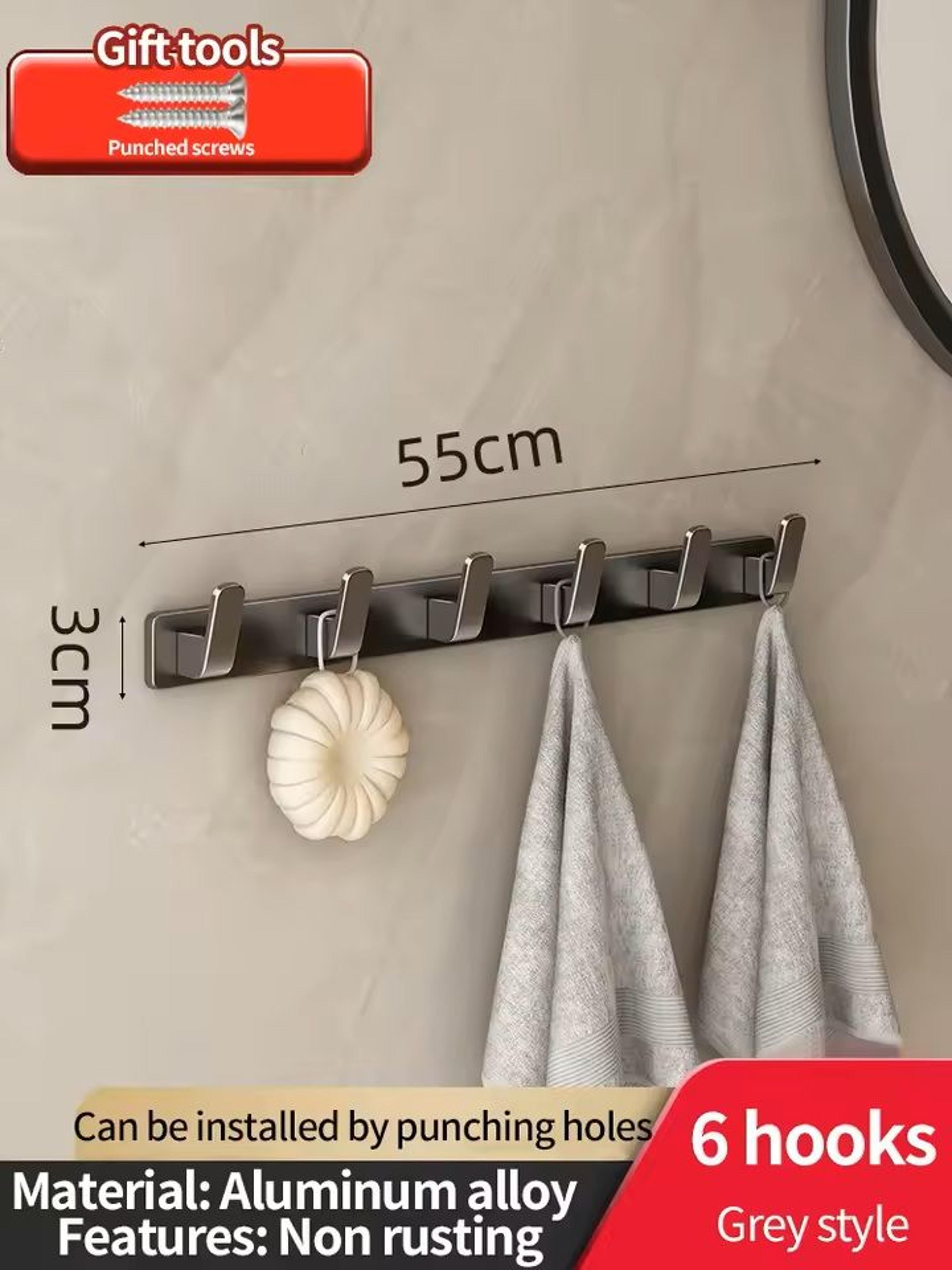 NoDrill Aluminum Wall Hook Organizer Rack For Kitchen  Bathroom 4