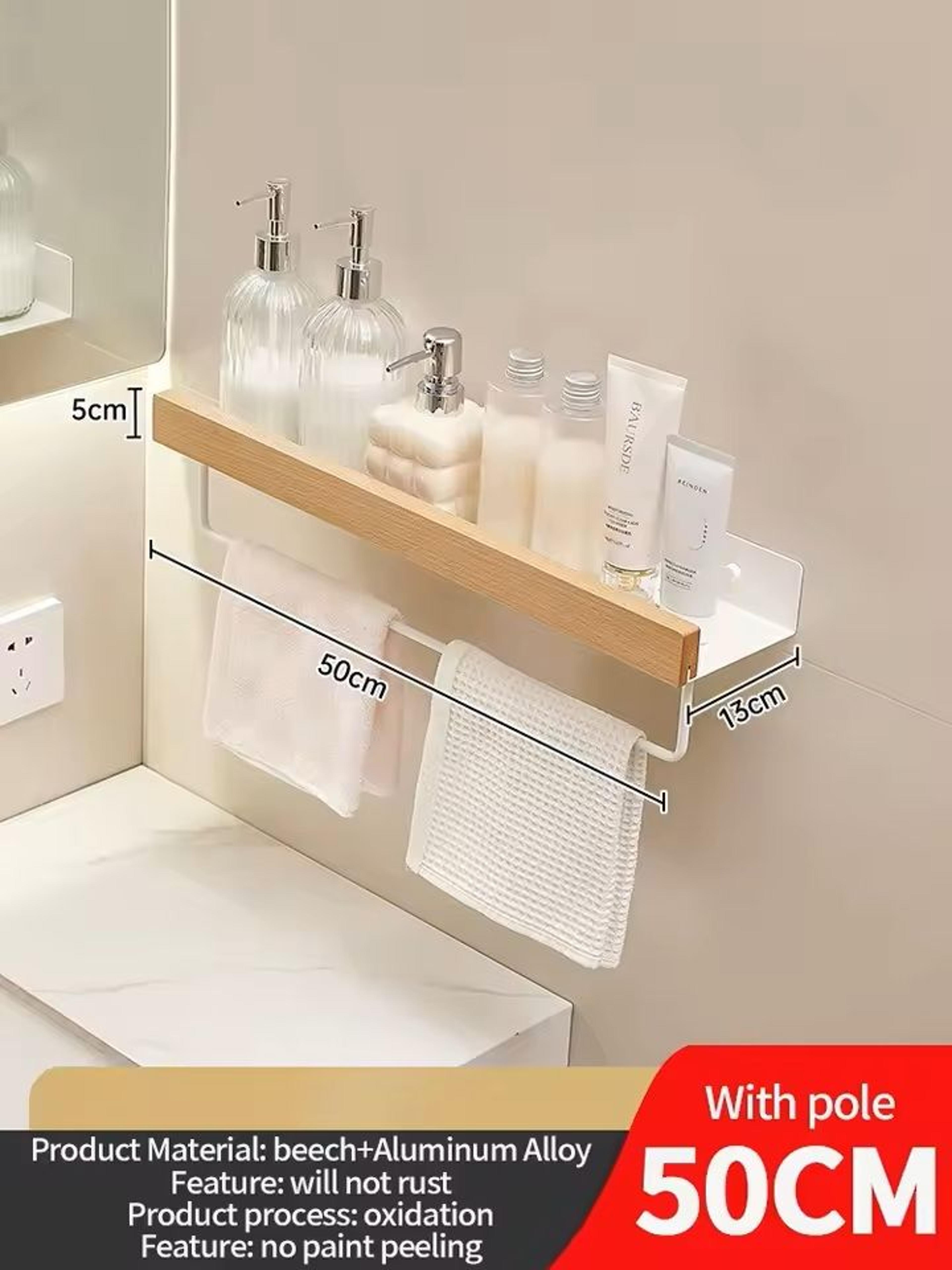 Wooden WallMounted Bathroom  Living Room Shelf SpaceSaving Wall Storage Rack 8