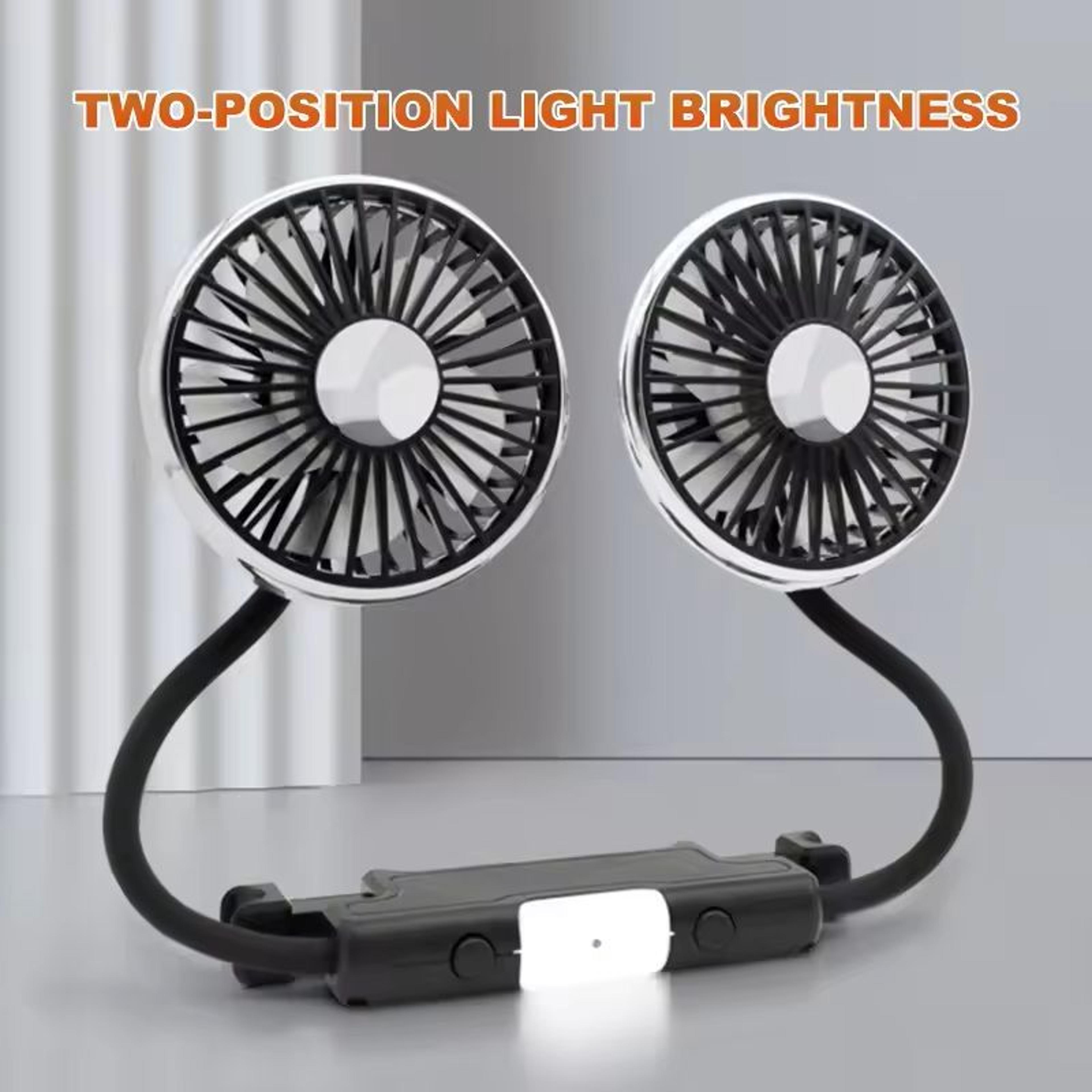 USB DualHead Car Fan 3Speed 360 Adjustable Cooling Fan For Rear Seat Pets  Kids Headrest Mount 0