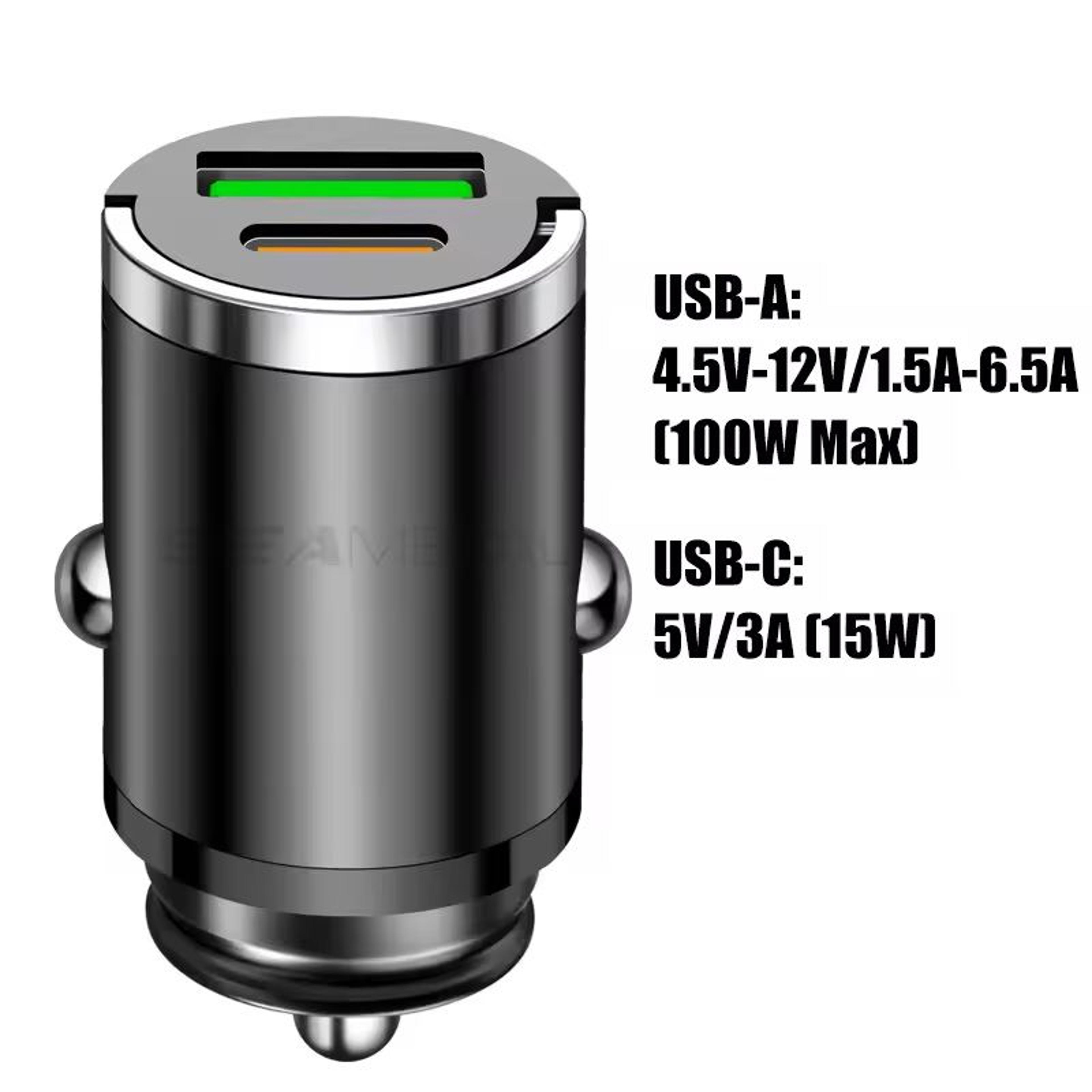 100 W Hidden Car USB Charger Dual USB Port Cigarette Lighter Adapter With 30 W PD Fast Charging iPh 1