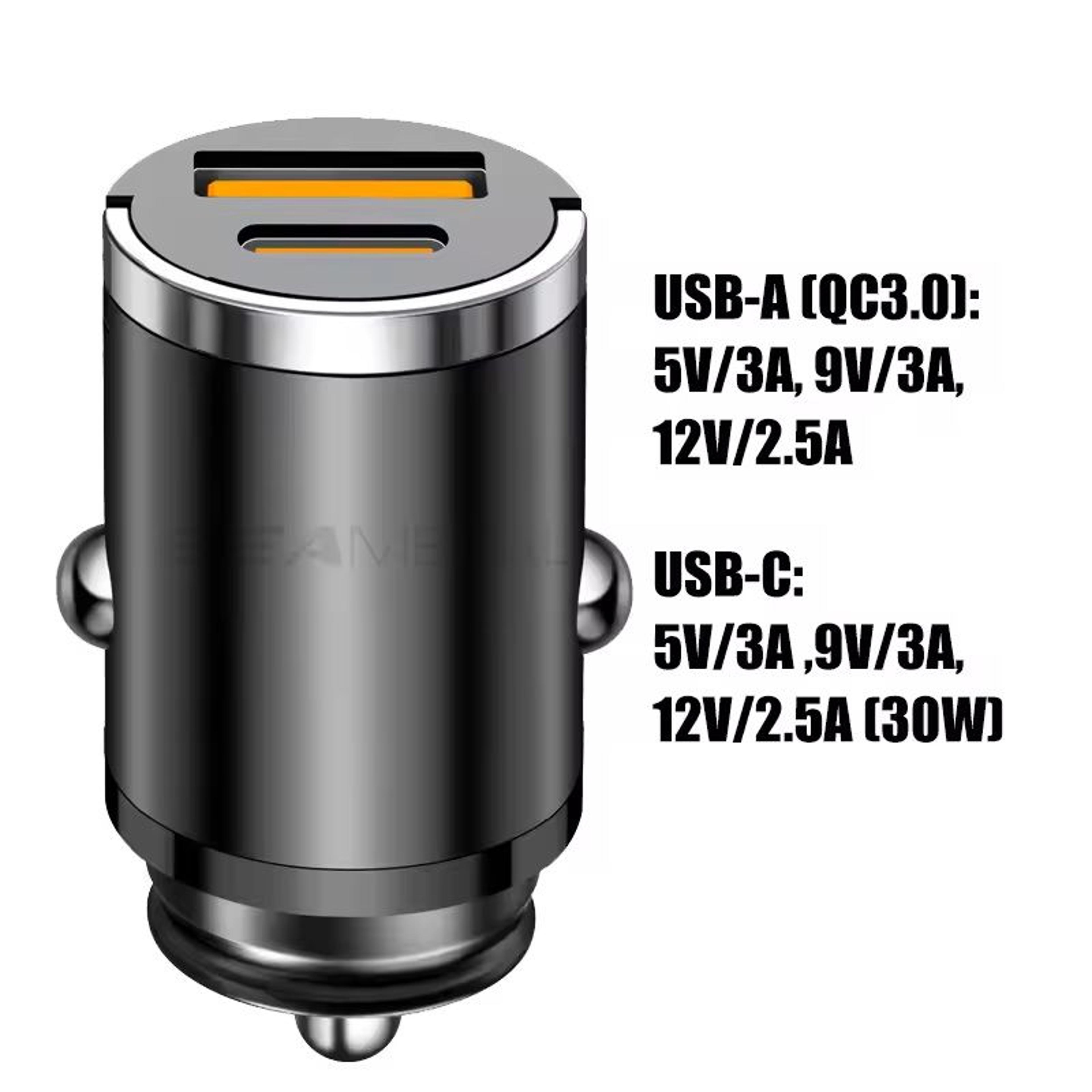 100 W Hidden Car USB Charger Dual USB Port Cigarette Lighter Adapter With 30 W PD Fast Charging iPh 4