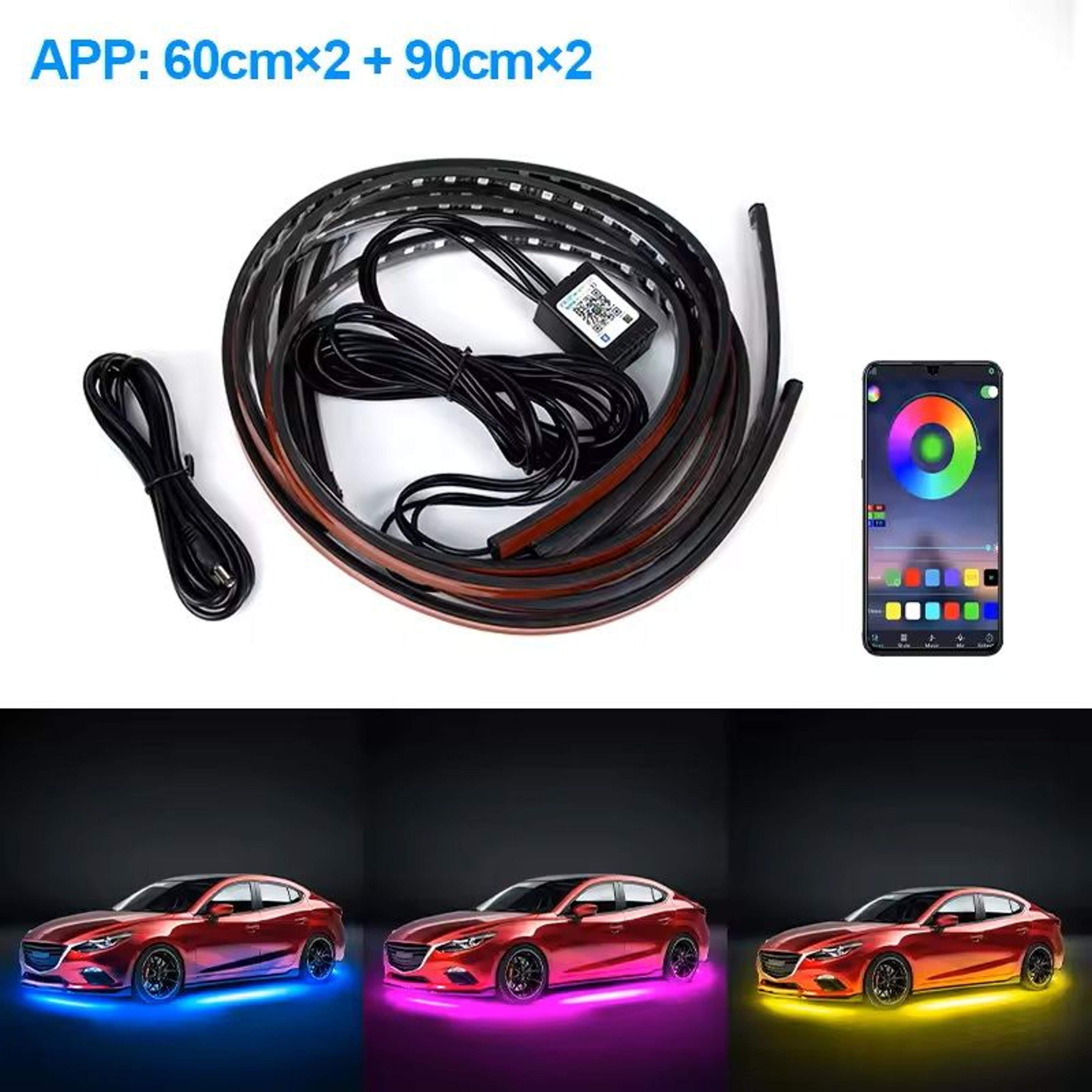 RGB Car Underglow Neon Light Kit 4Piece SoundActive Colored Accent Strip Ambient Lighting APP Contr 5