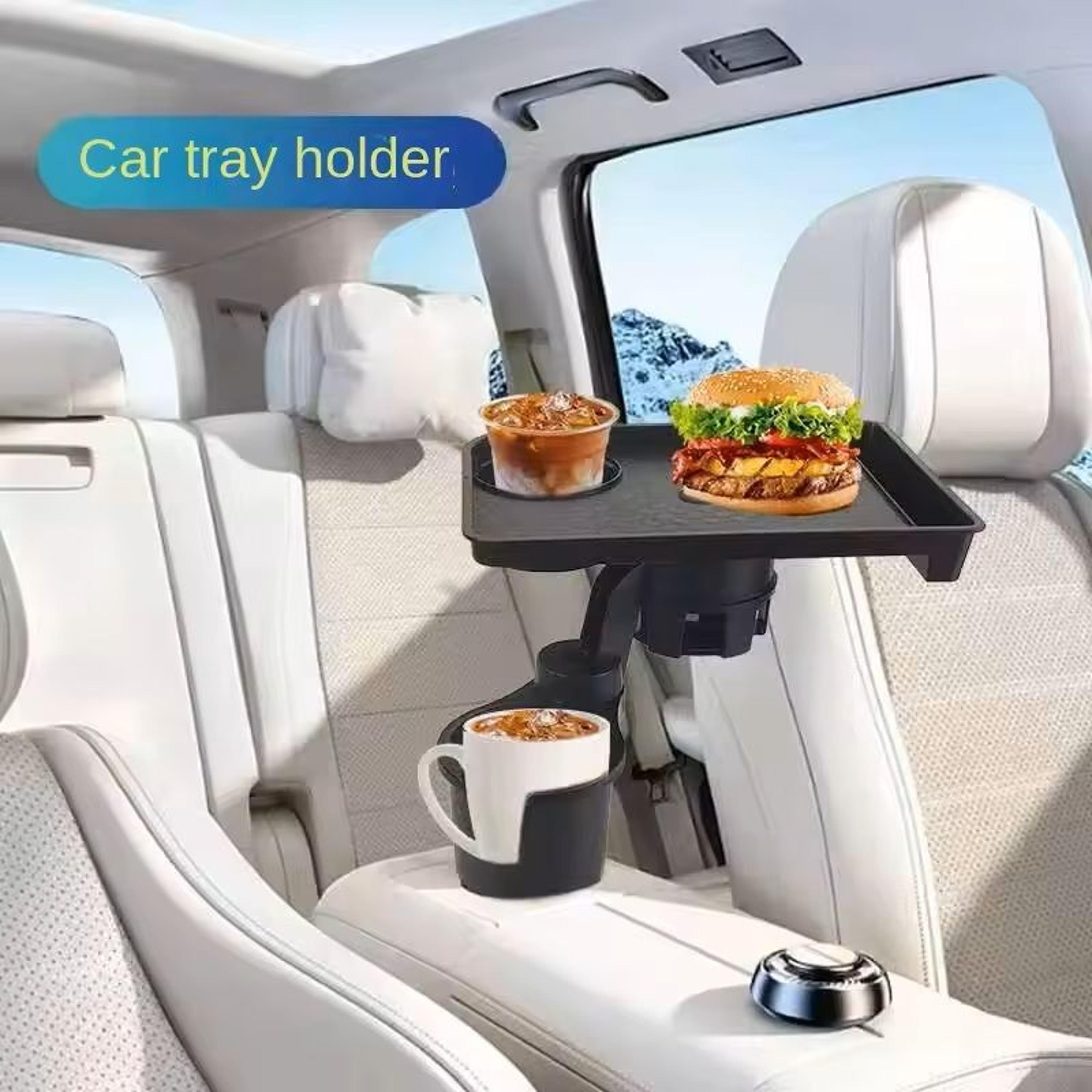 Car Cup Holder Expander With 360Degree Adjustable Snack Tray 0