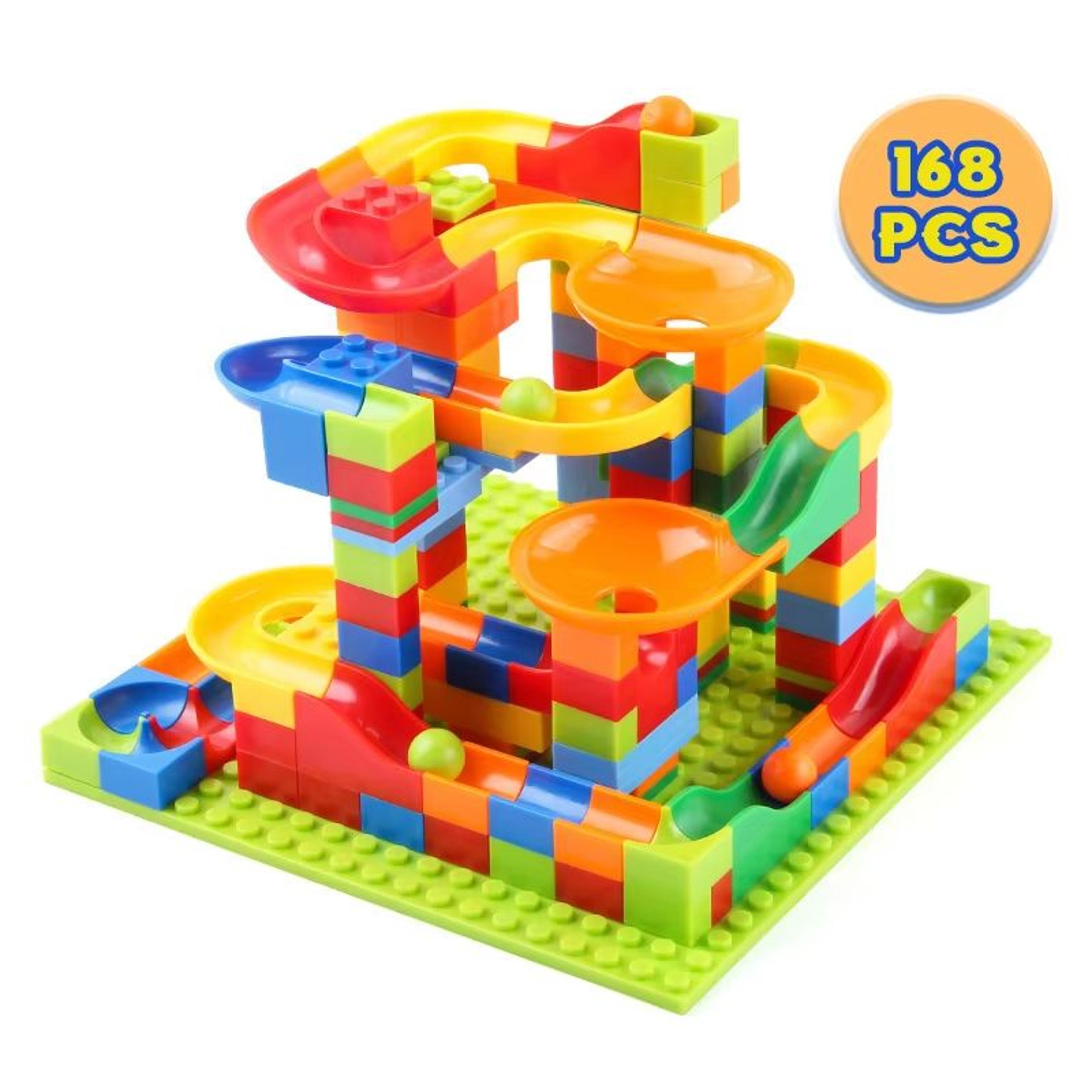 168 PCS DIY Marble Run Maze Blocks  STEM Building Toy For Kids Creative Animal Shapes  Ball Track F 0