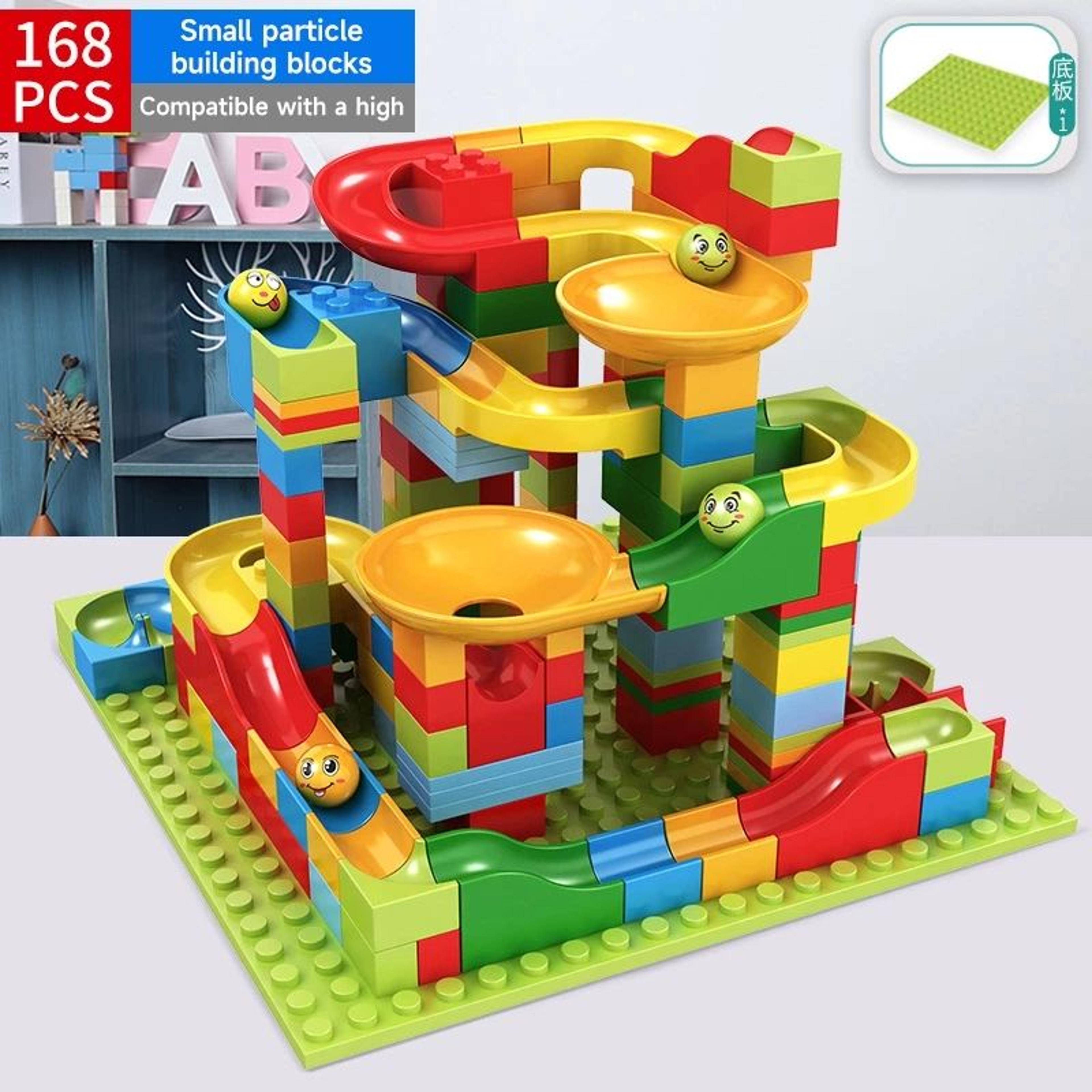 168 PCS DIY Marble Run Maze Blocks  STEM Building Toy For Kids Creative Animal Shapes  Ball Track F 1