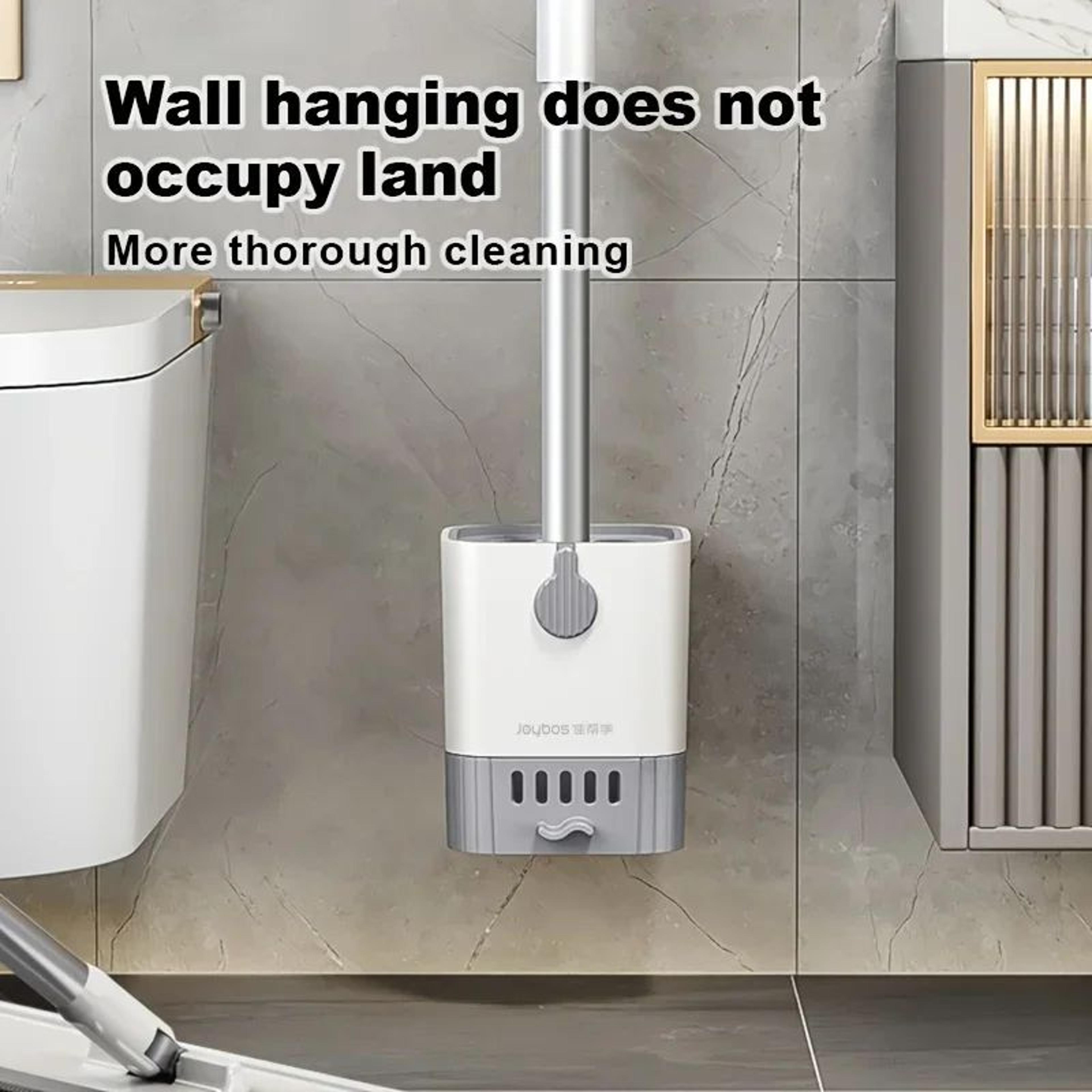 Wall Mounted Silicone Toilet Brush Set With Holder  Flexible Long Handle Bathroom Cleaning Brush 3