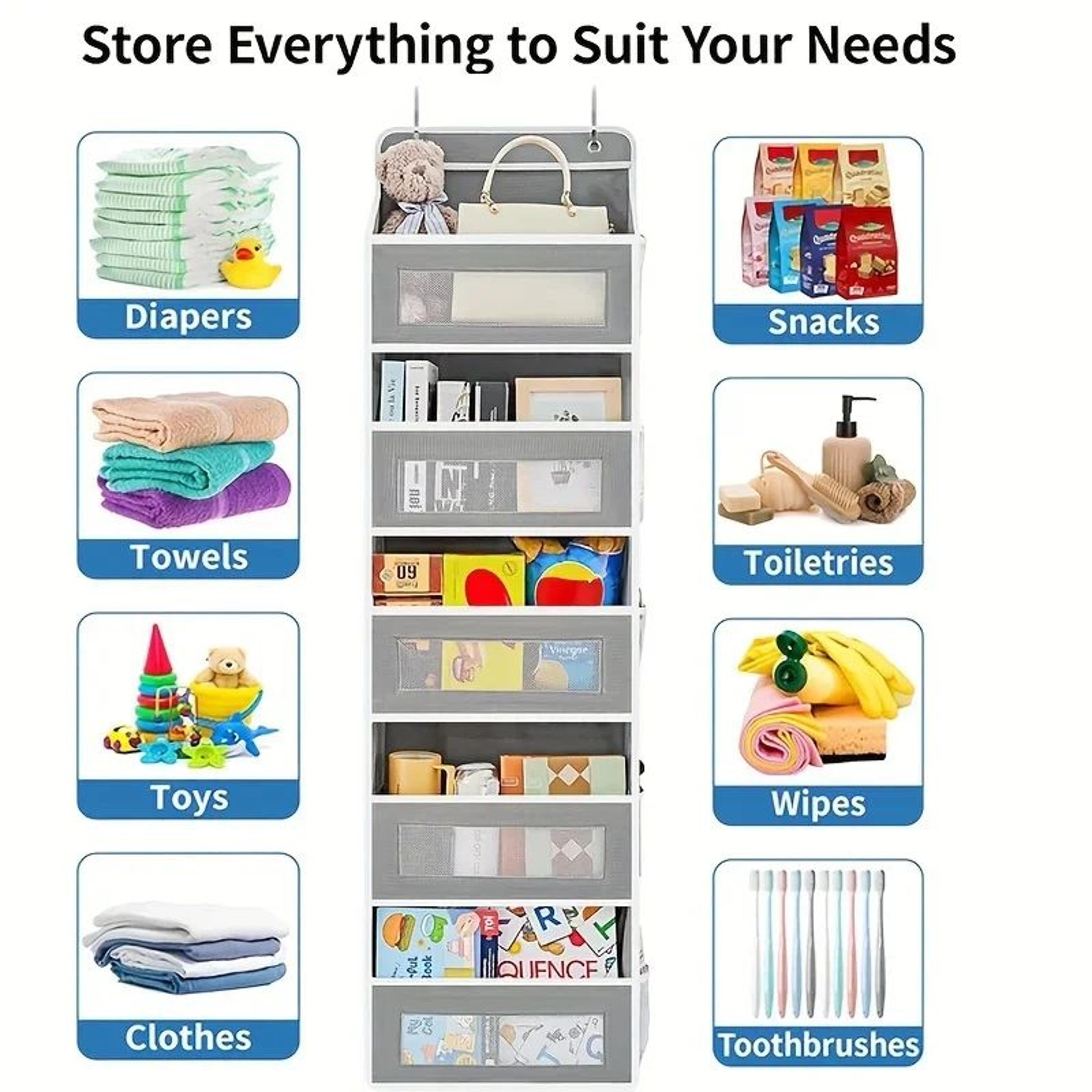 5Shelf Hanging Storage Organizer  AntiTilt Large Capacity OvertheDoor Organizer For Bedroom  Bath 4