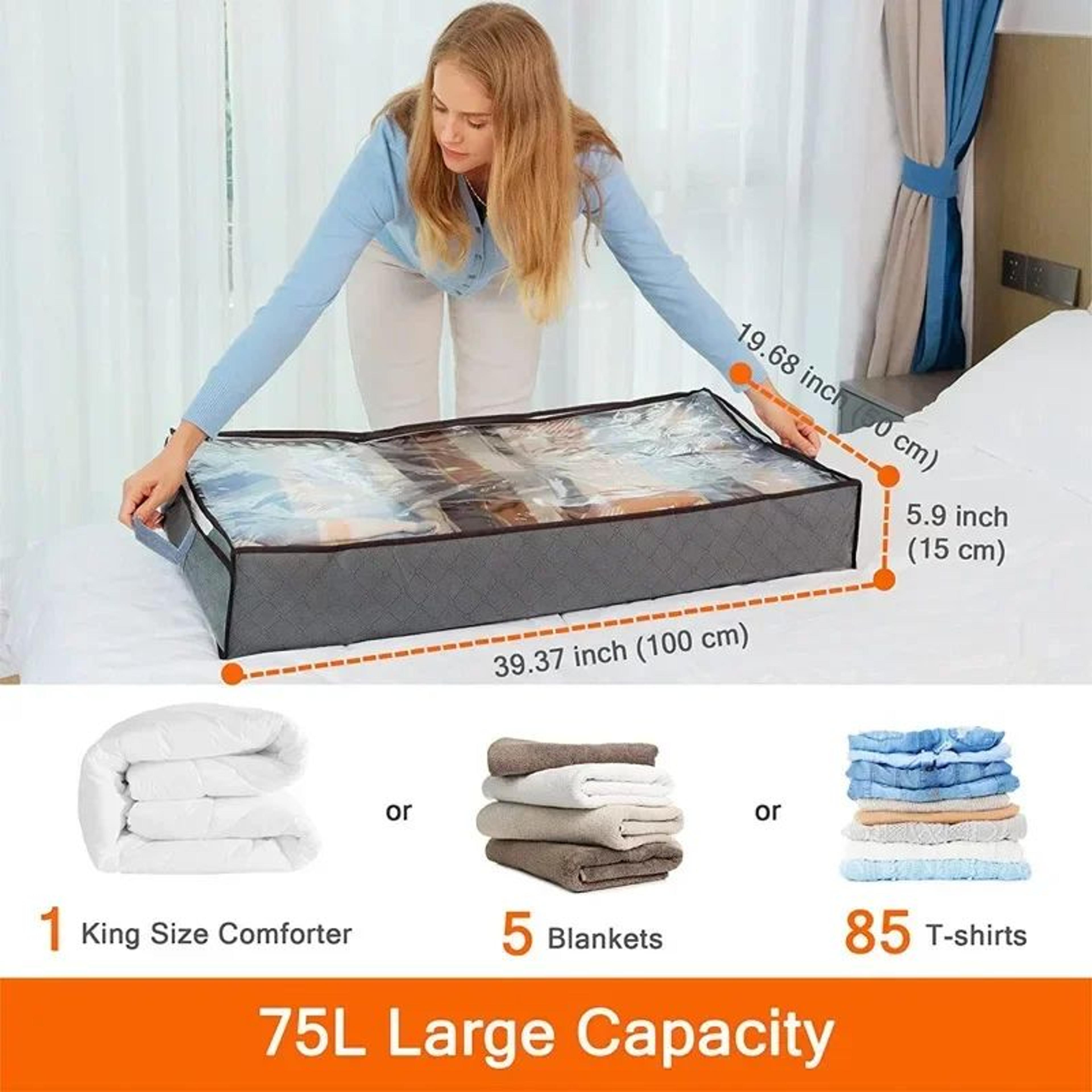 Ultra Space Under Bed Storage Bags  Large Capacity Foldable Quilt  Clothes Organizer Dustproof Ward