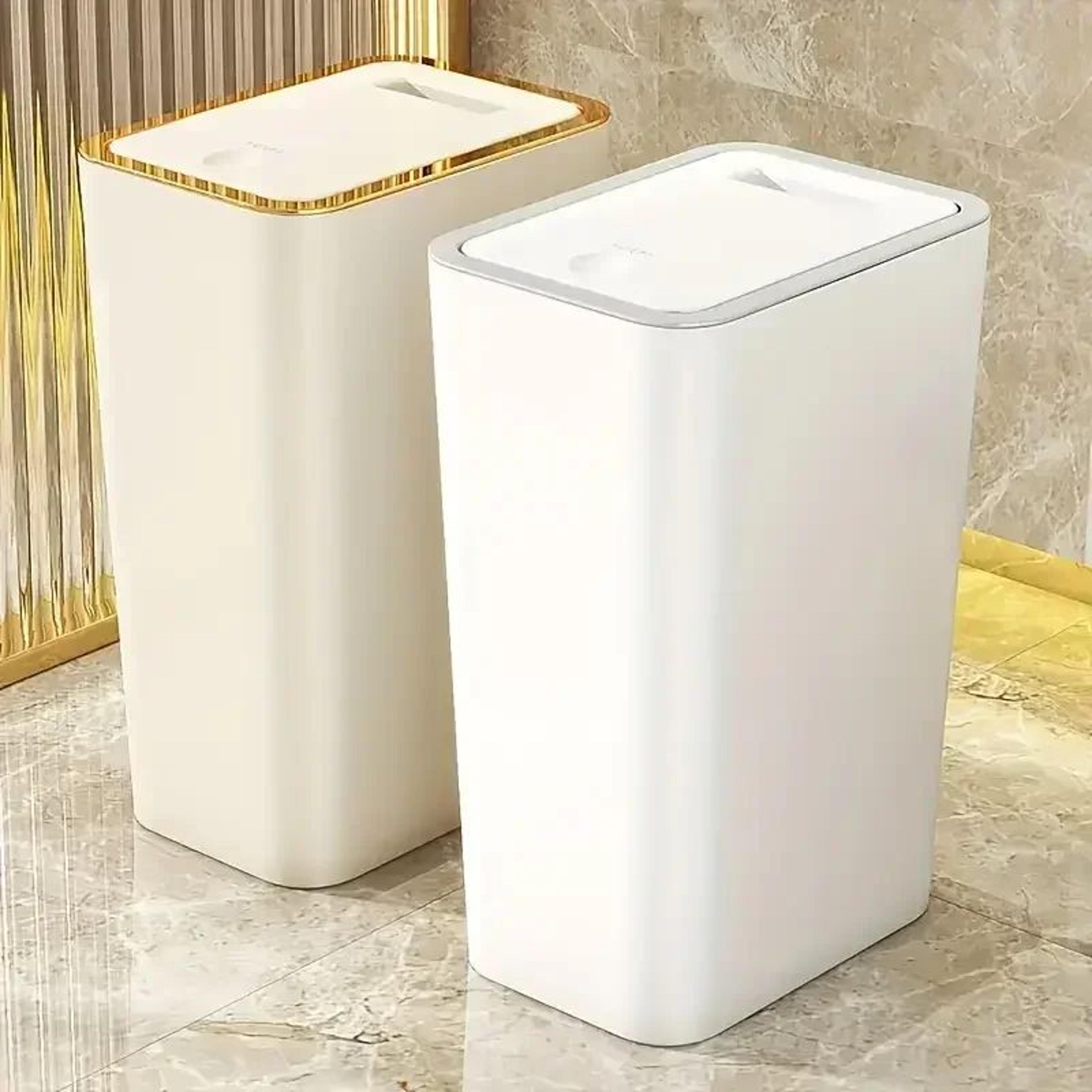Odor Proof One Touch Trash Can  Leakproof Space Saving Bathroom  Kitchen Bin With Modern Durable Pl 0