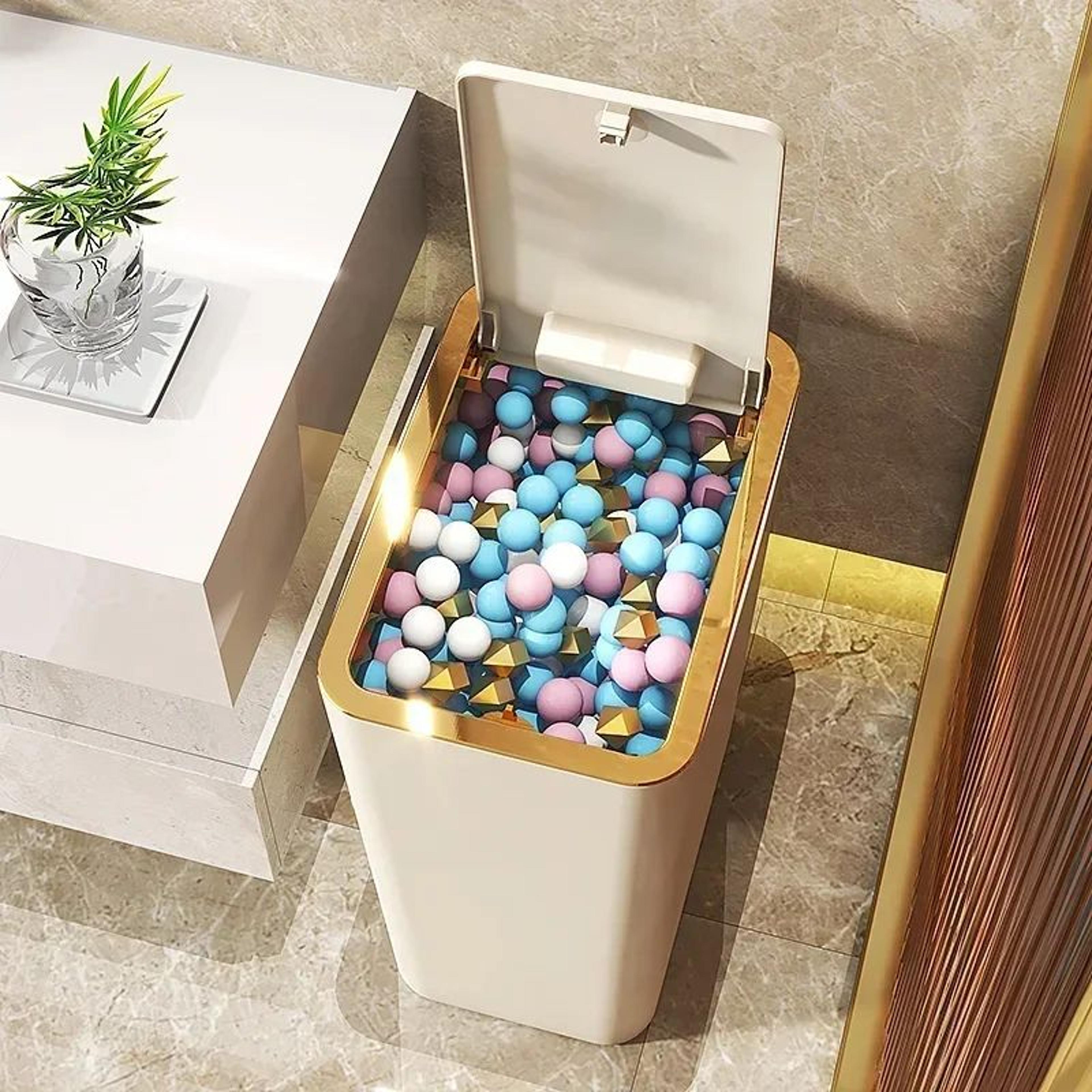 Odor Proof One Touch Trash Can  Leakproof Space Saving Bathroom  Kitchen Bin With Modern Durable Pl 2