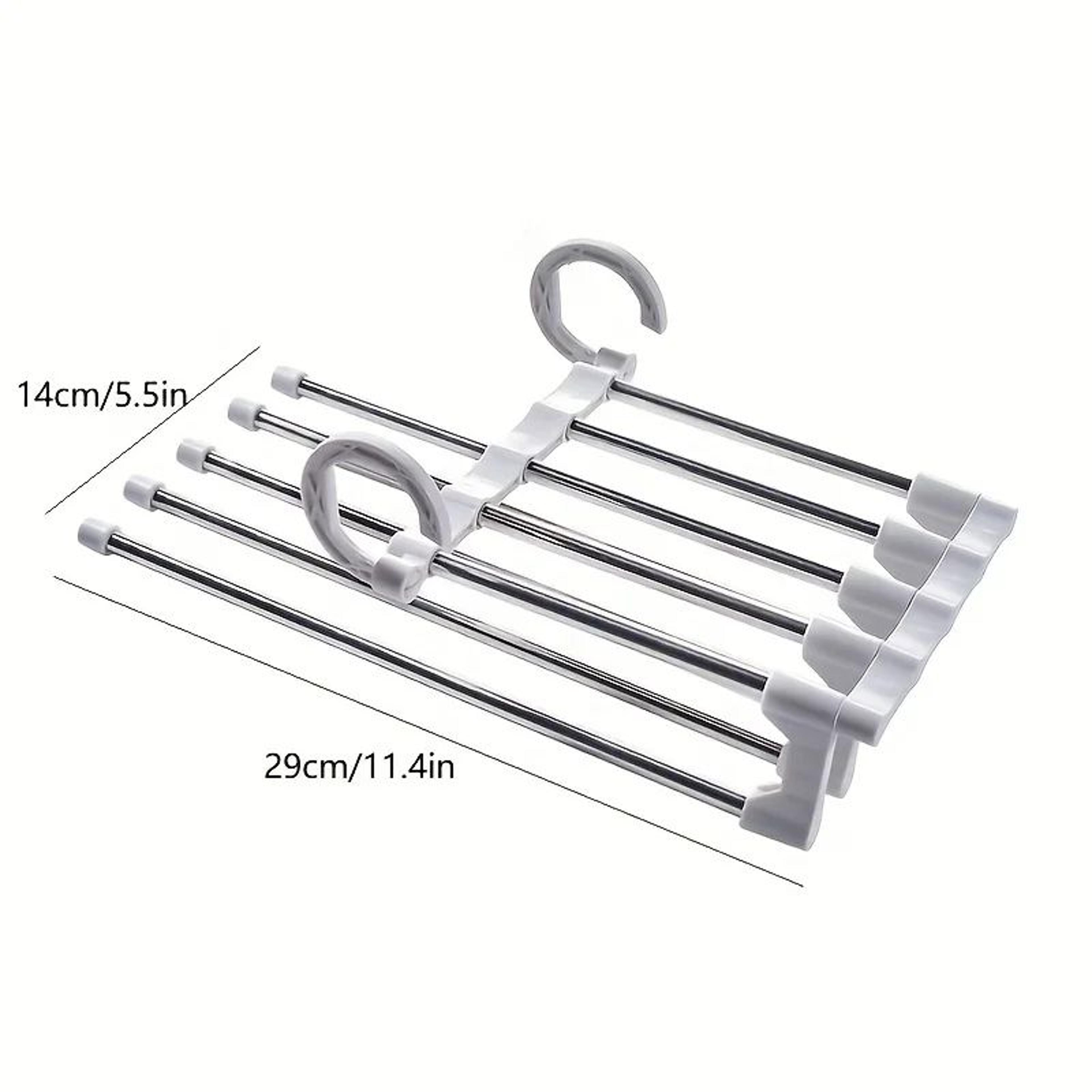 5in1 Space Saving Pants Hanger  Stainless Steel Folding Trouser  Tie Rack Closet Organizer 5