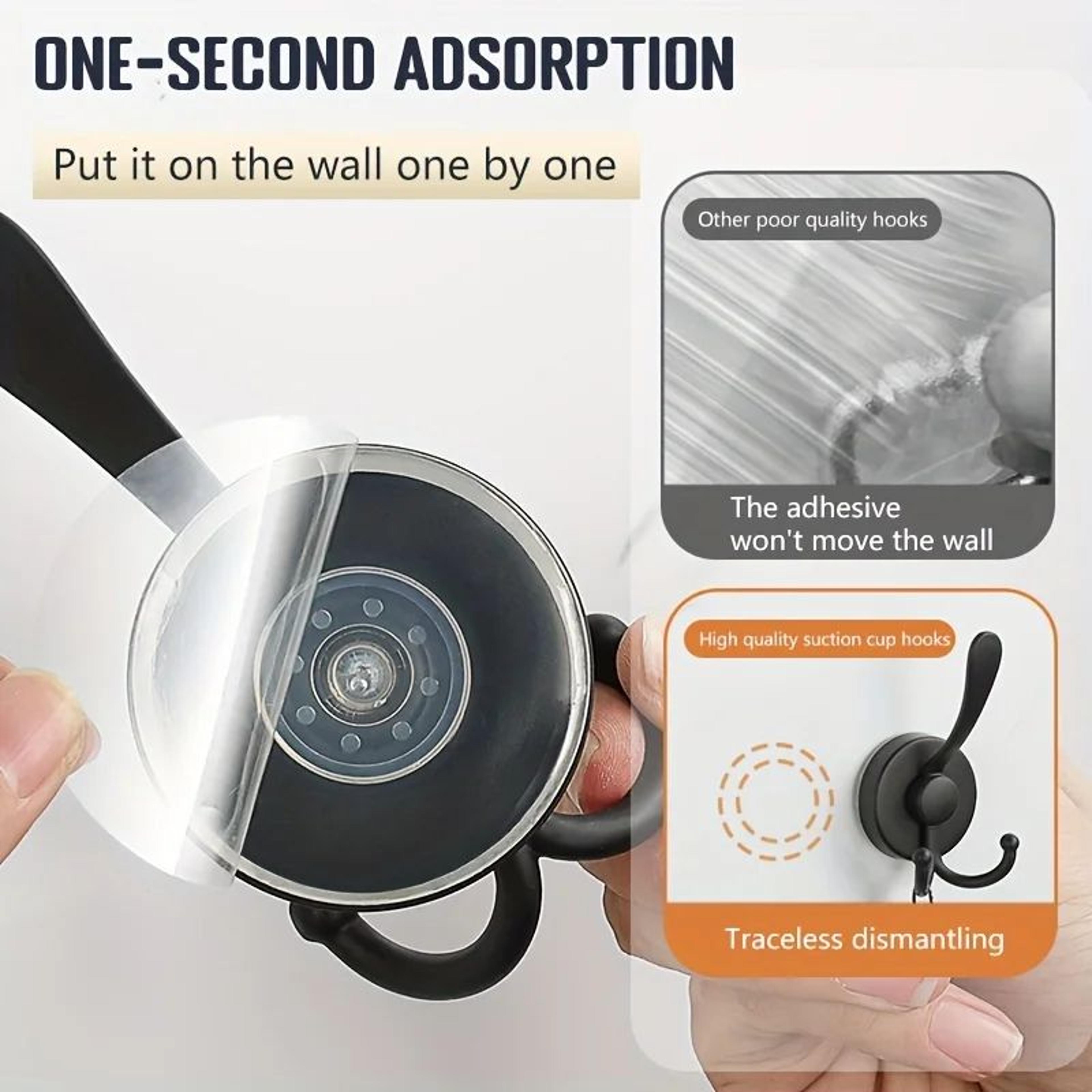 Heavy Duty Stainless Steel Suction Cup Hooks  Waterproof Wall Mount Reusable Hangers For Bathroom A 2