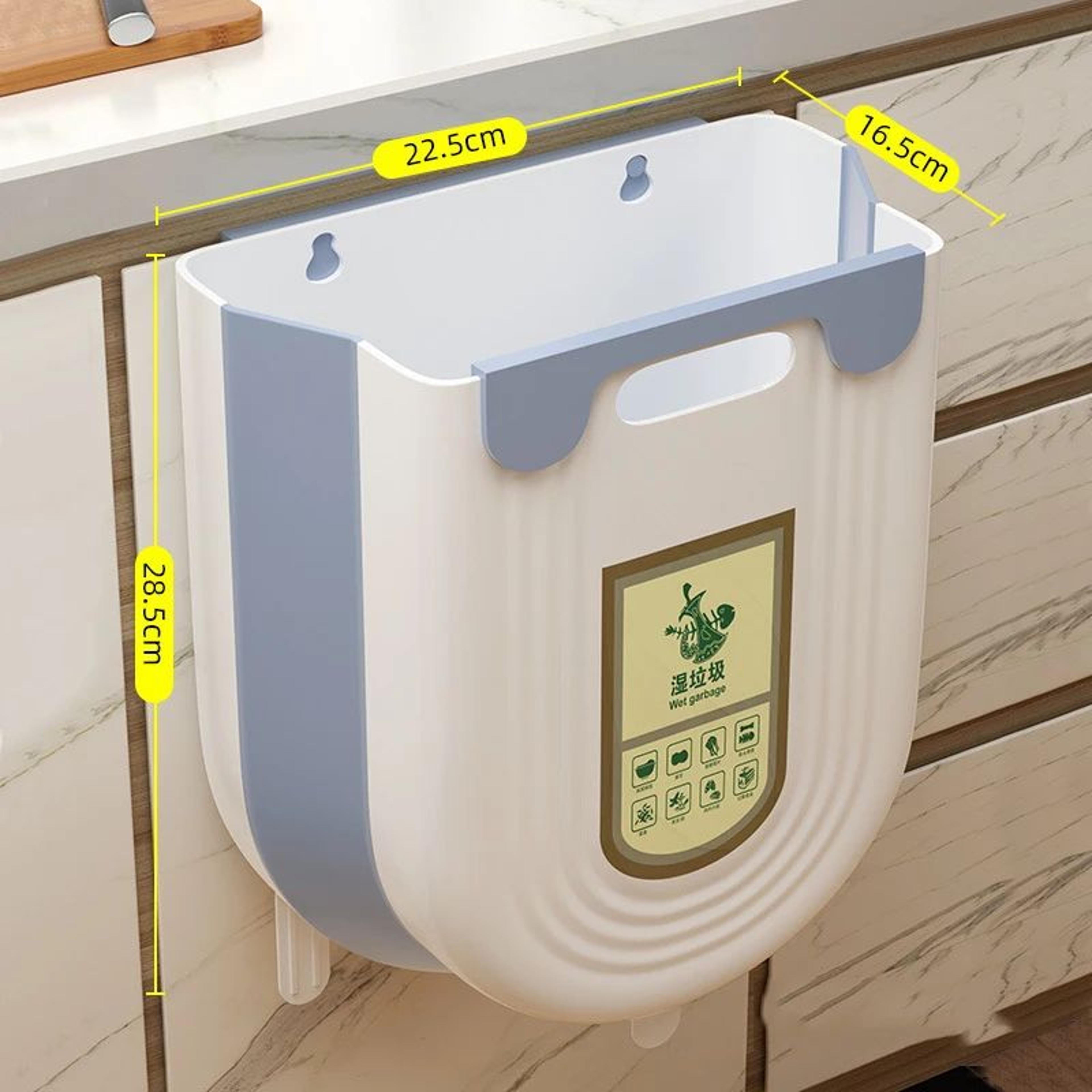 Foldable Hanging Trash Can With Cabinet Hook  Portable Countertop Waste Bin For Kitchen  Bathroom S 9