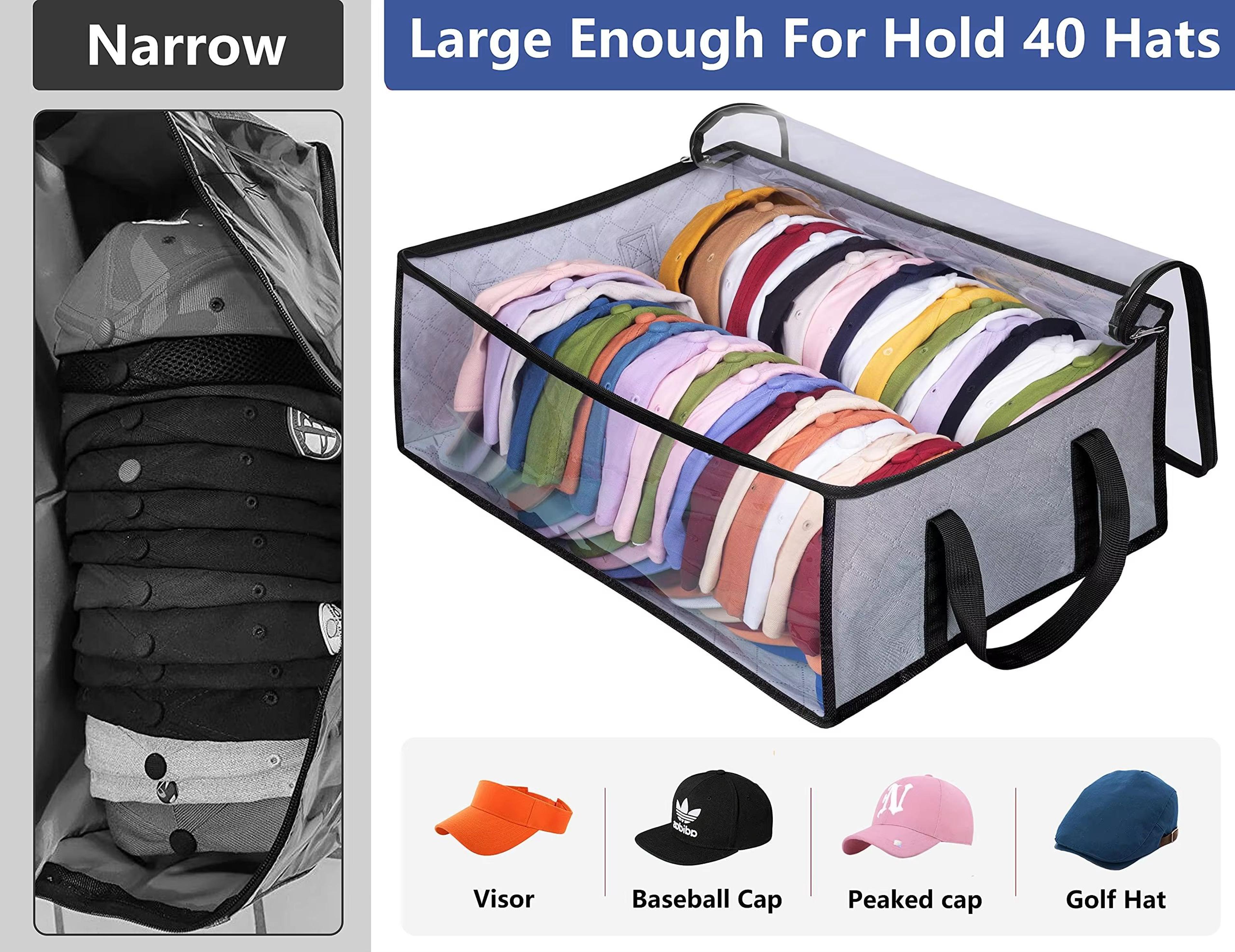 Baseball Cap Storage Organizer  Wide Foldable Hat Rack With Handles Holds Up To 40 Hats 0