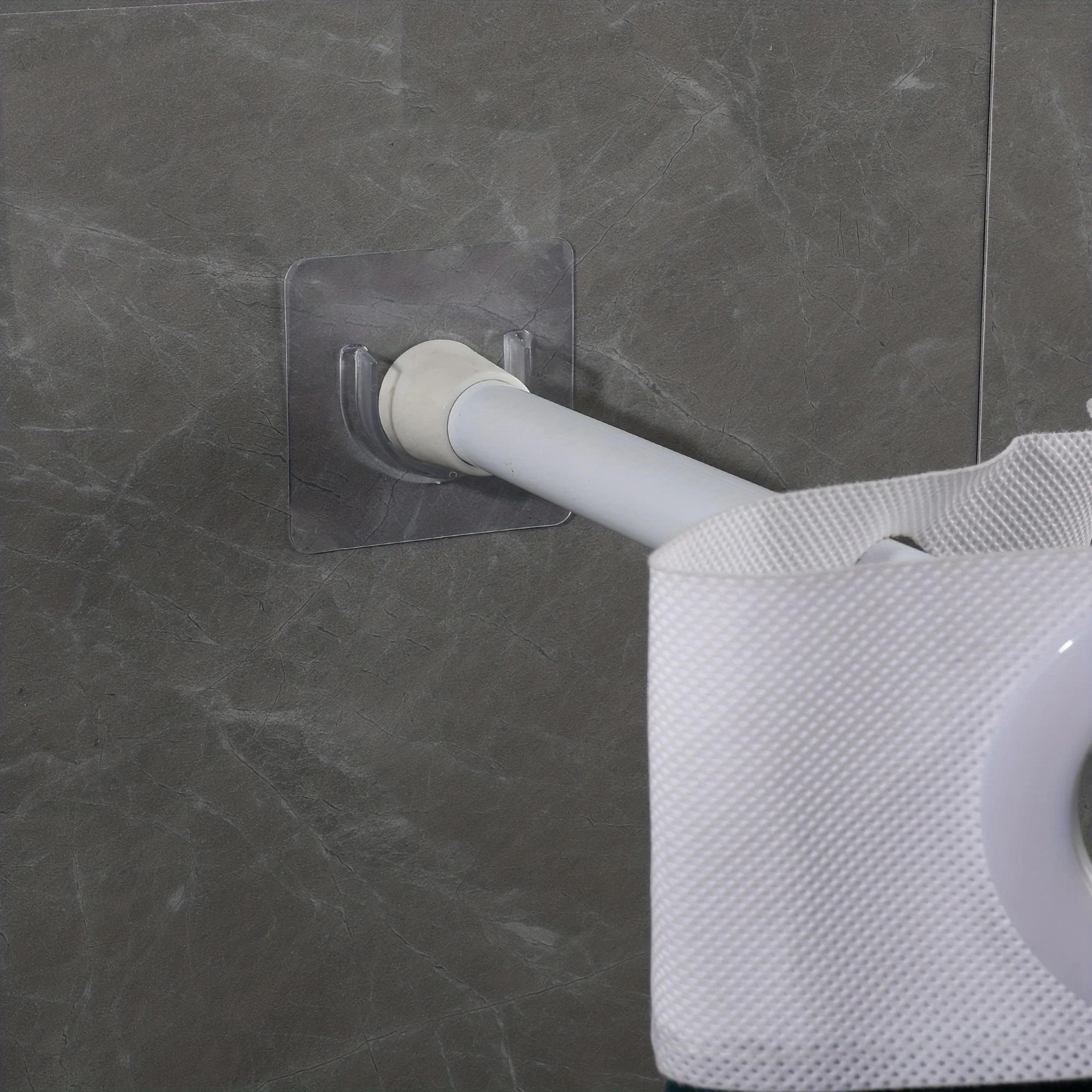 No Drill Curtain Rod Holders With Strong Adhesive  Shower  Tension Rod Brackets For Bathroom  Windo